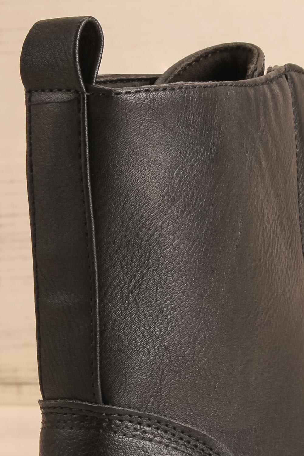 Celeriter Black Faux-Leather Platform Boots | La petite garçonne back close-up