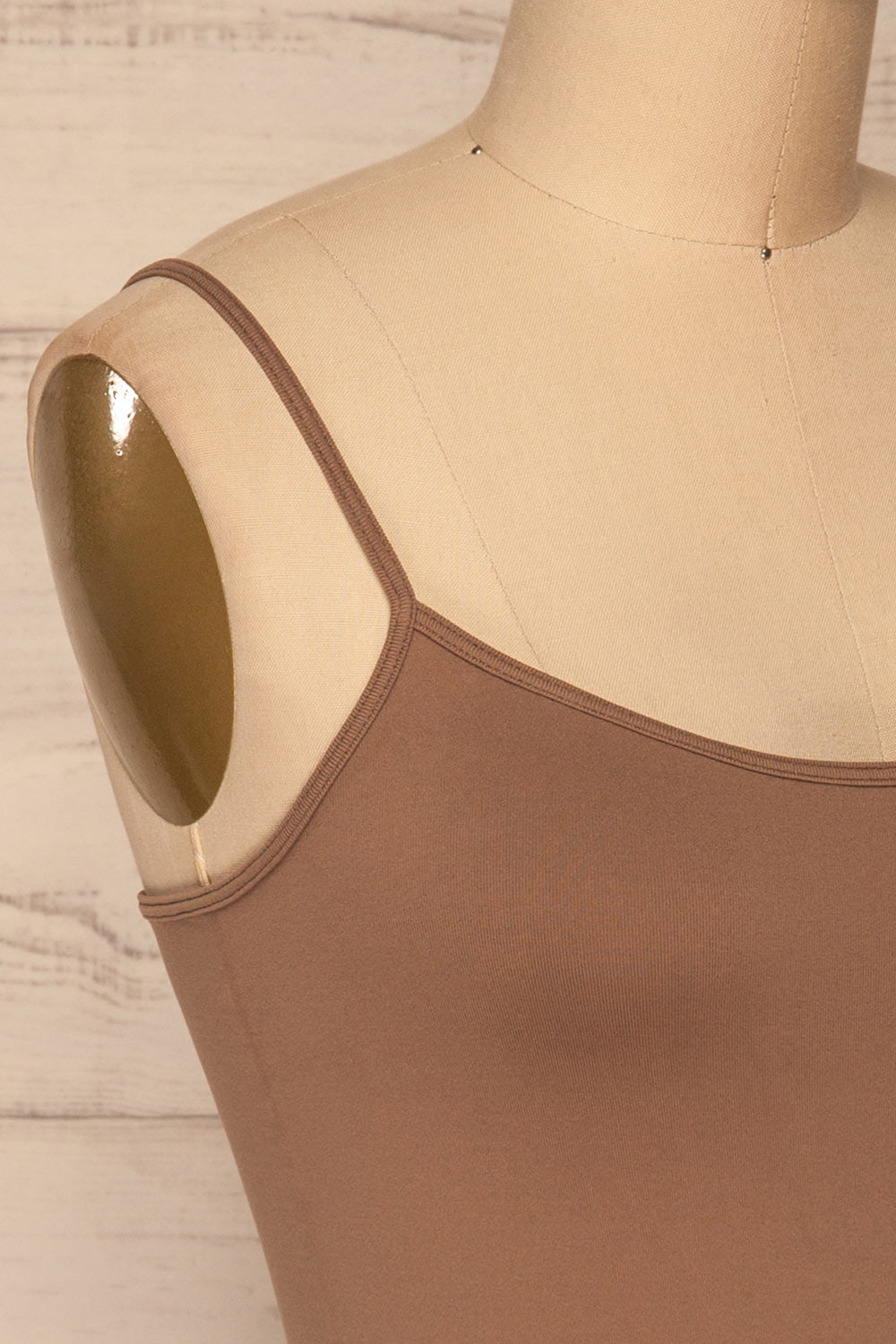 Cento Brown Bralette Crop Top | La petite garçonne side close-up