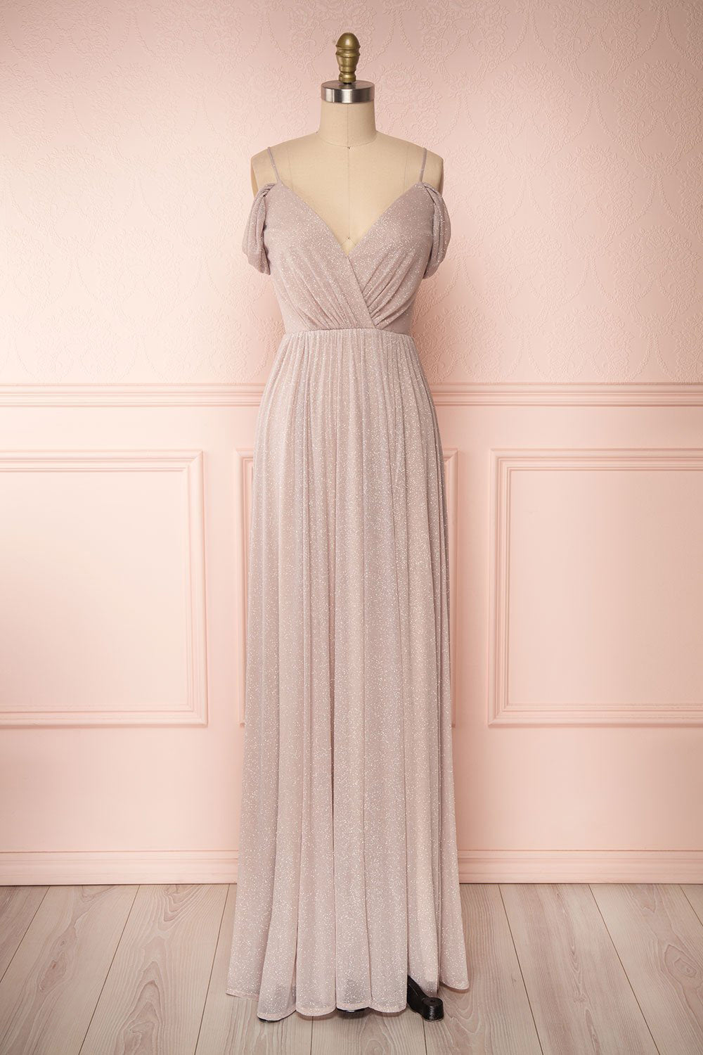 Cephee Taupe Maxi Glitter Dress | Boutique 1861 plus