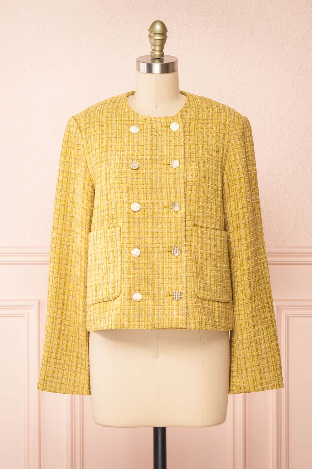 Cerys Vintage Inspired Yellow Tweed Jacket | Boutique 1861