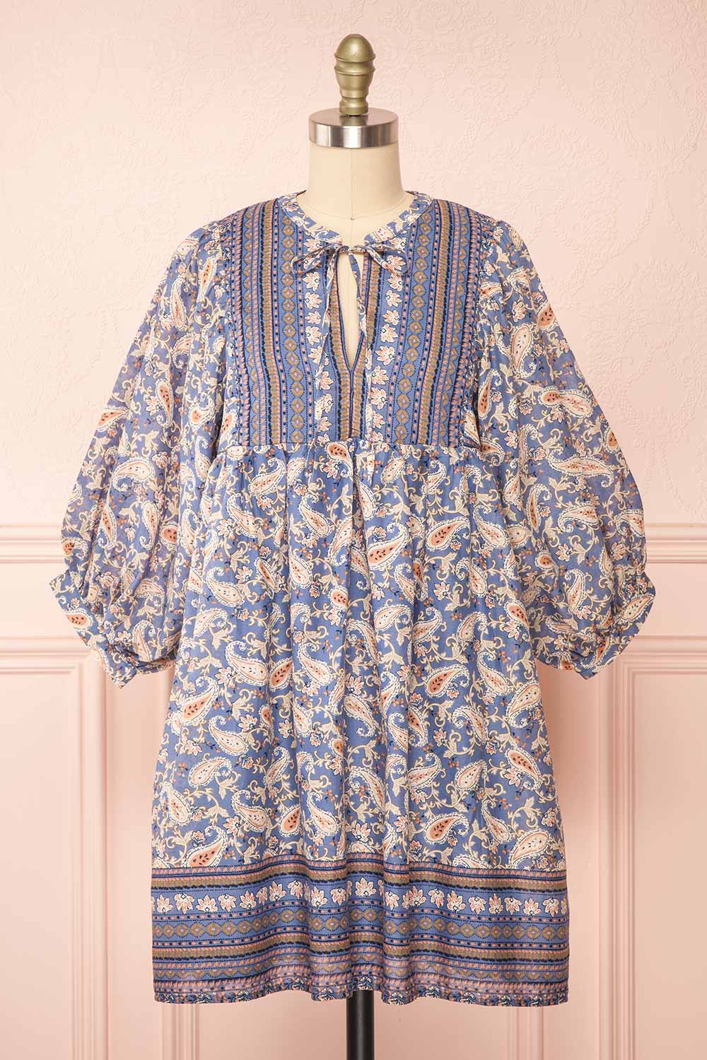 Chantale Paisley Print Short Dress | Boutique 1861 front view