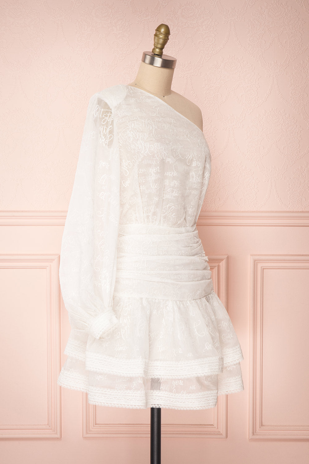 Charmaina White Embroidered One Shoulder A-Line Dress | Boudoir 1861