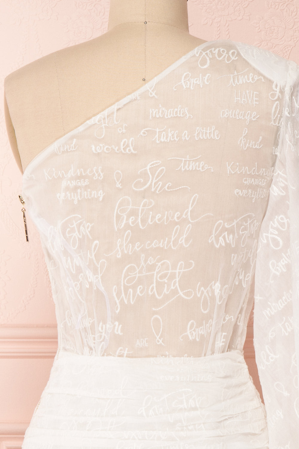Charmaina White Embroidered One Shoulder A-Line Dress | Boudoir 1861