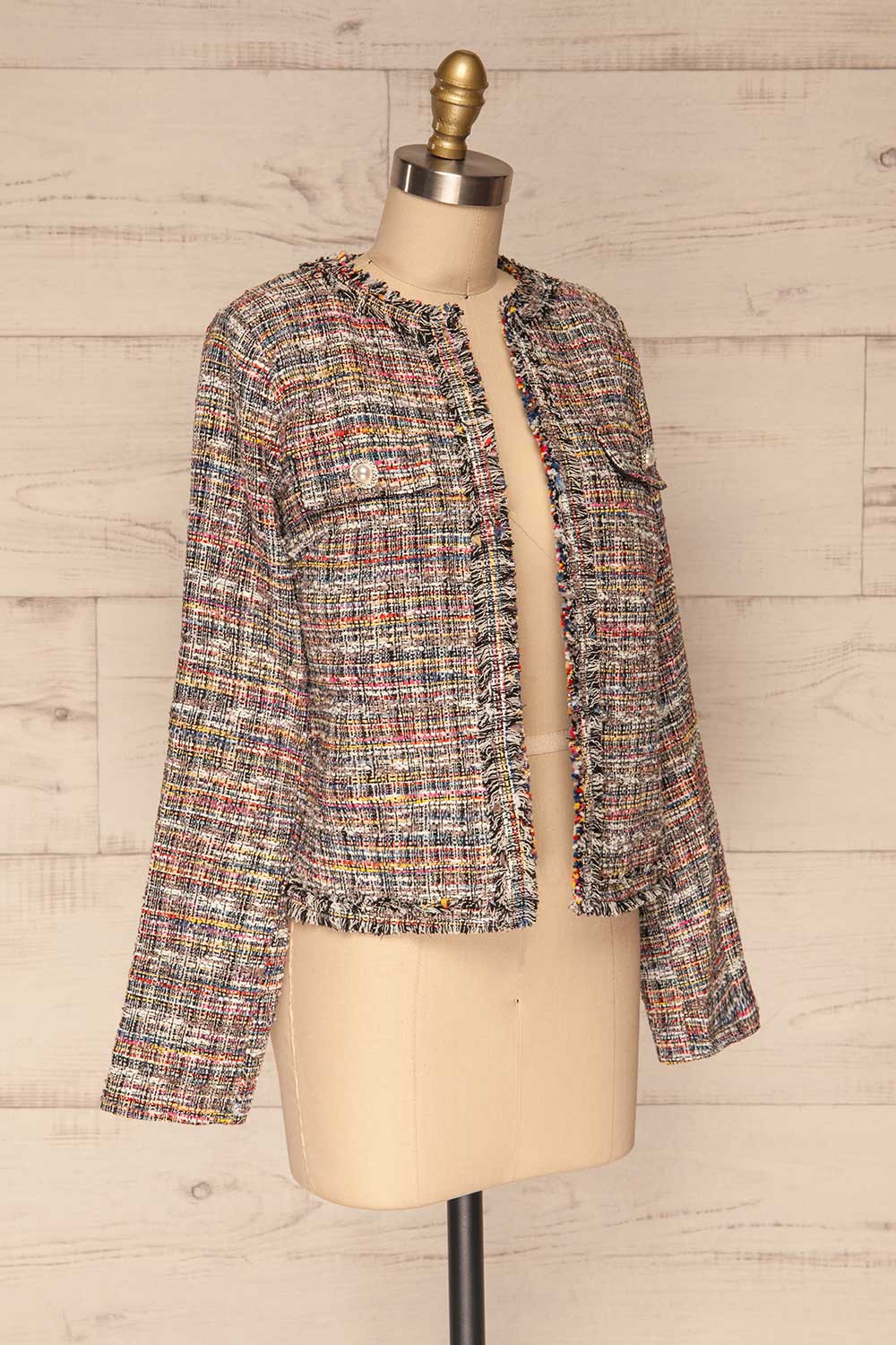Chatel Colorful Tweed Jacket with Pearl Buttons | La Petite Garçonne side view