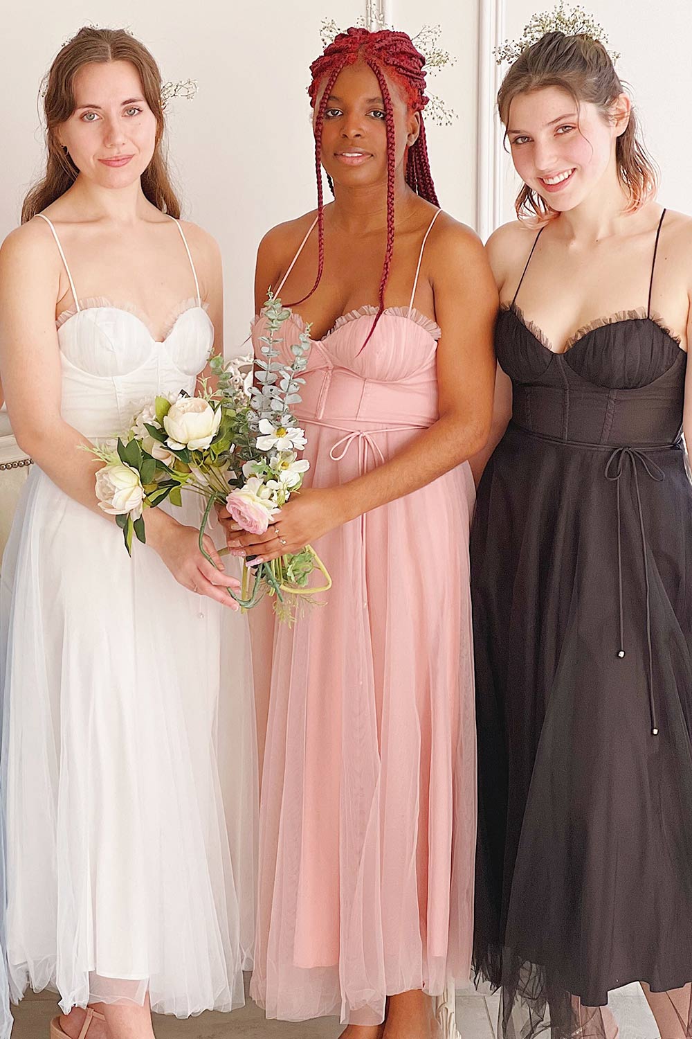 Chaya Pink Midi Tulle Dress w/ Corset | Boutique 1861 on model