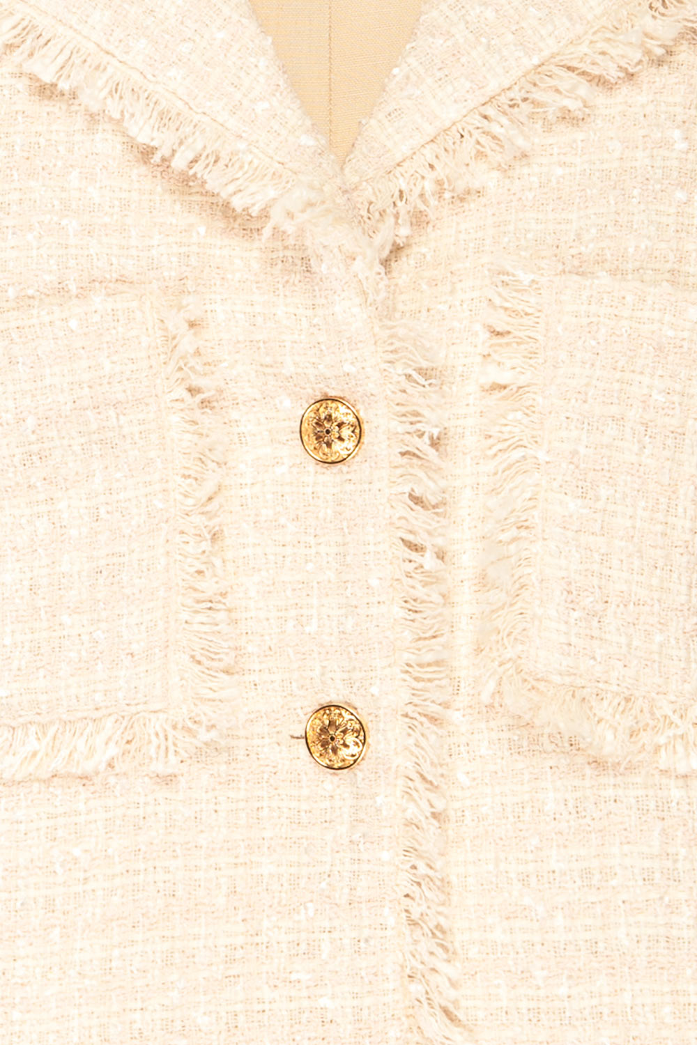 Cheryl Cropped Cream Tweed Top w/ Pockets | La petite garçonne fabric