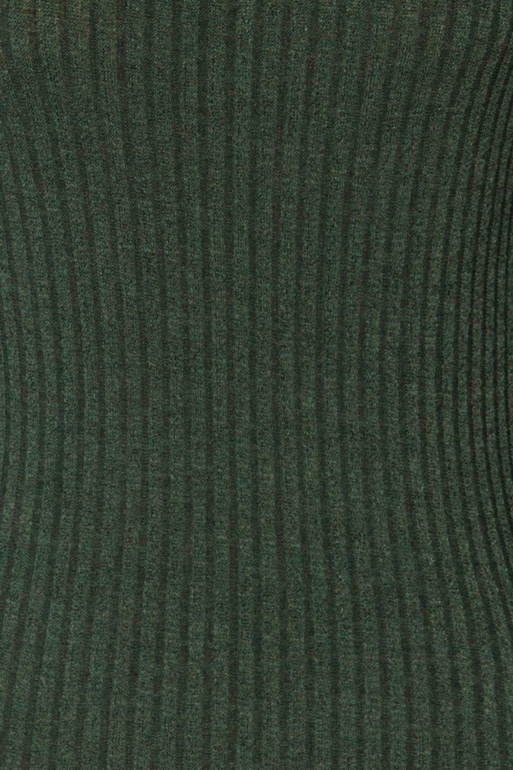 Chléo Green Ribbed Turtleneck Top | La petite garçonne fabric