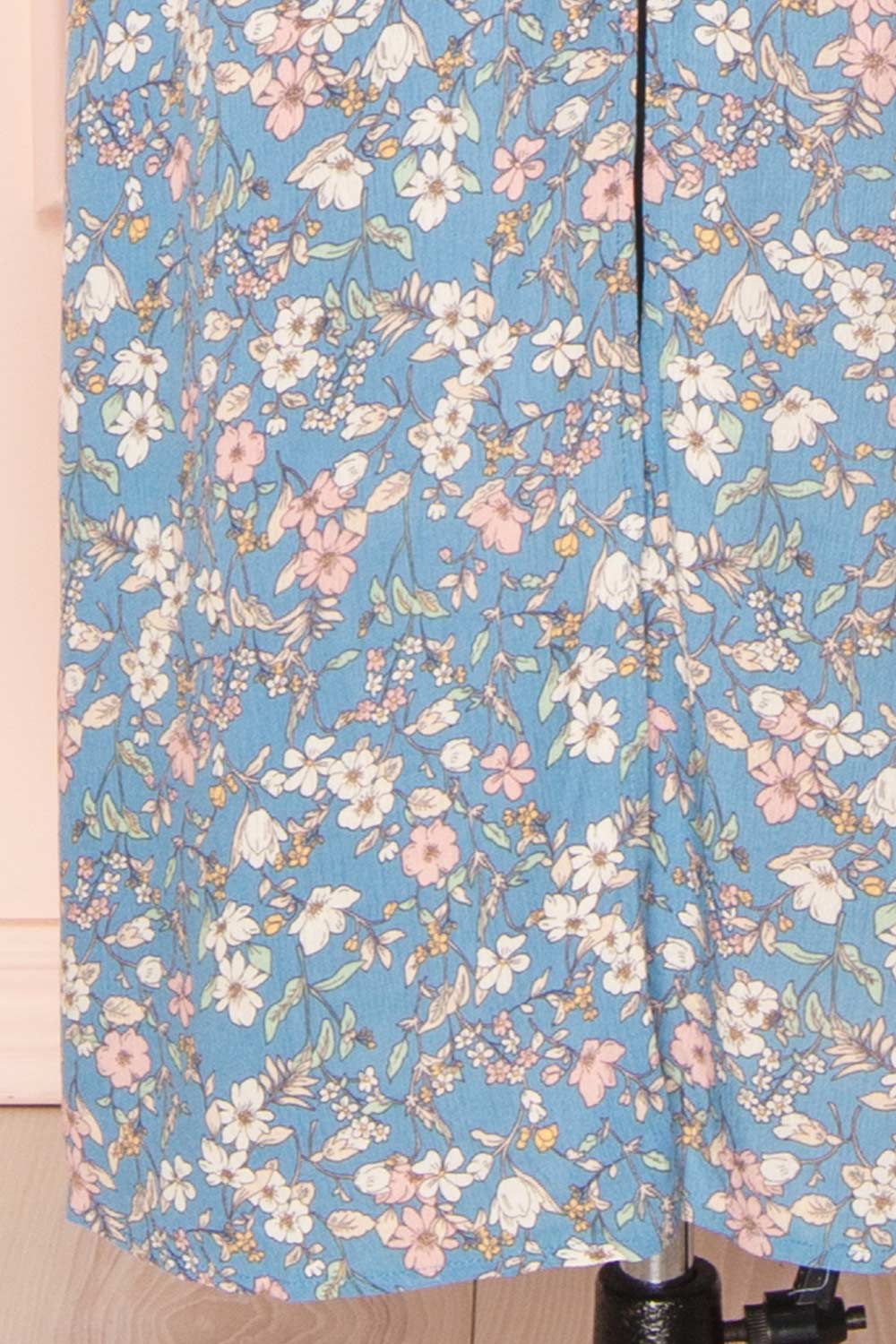 Chrona Blue Floral Midi Dress w/ Large Straps | Boutique 1861 bottom