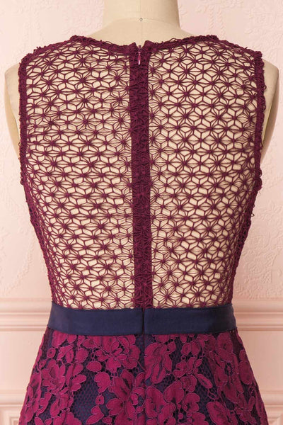 Ciara Purple Lace Midi Dress | Robe Cocktail | Boutique 1861 back close-up