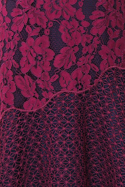 Ciara Purple Lace Midi Dress | Robe Cocktail | Boutique 1861 fabric detail