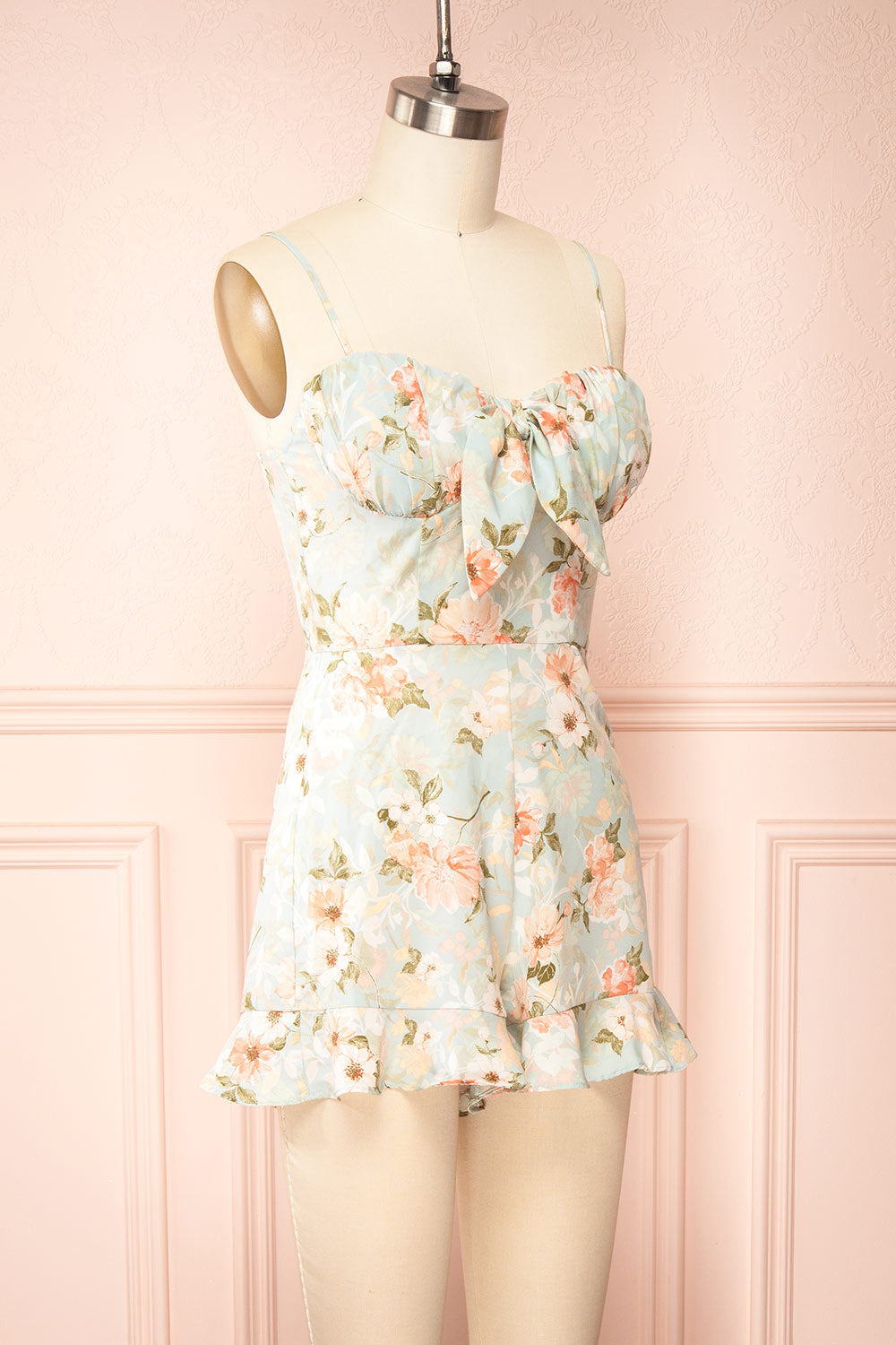 Circinus Floral Romper w/ Adjustable Straps | Boutique 1861 side view