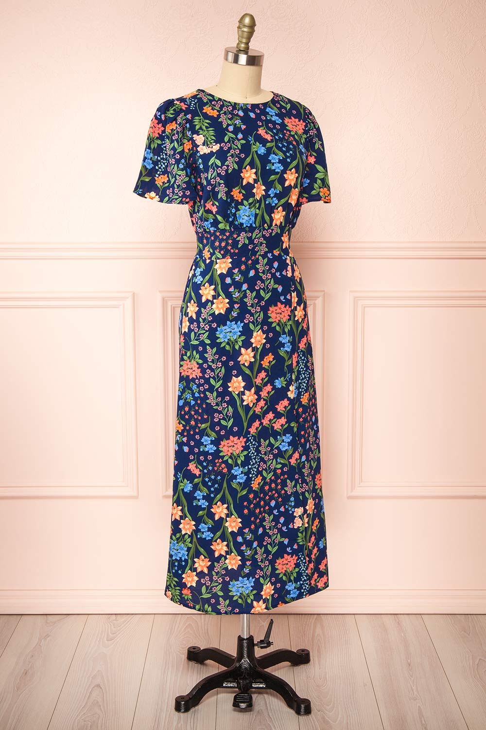 Cirilla Navy Floral Dress | Boutique 1861 side view