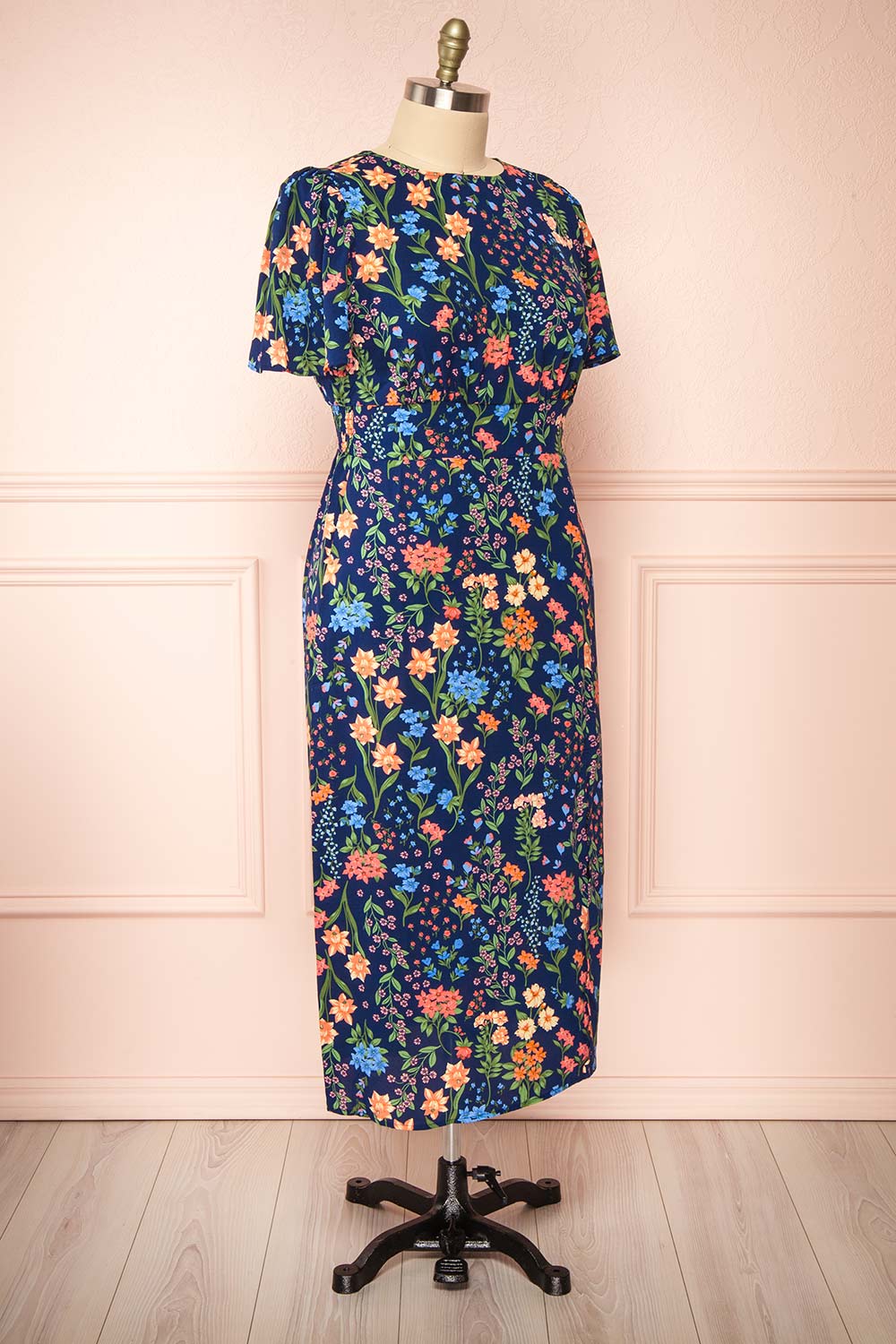 Cirilla Navy Floral Dress | Boutique 1861 side plus size