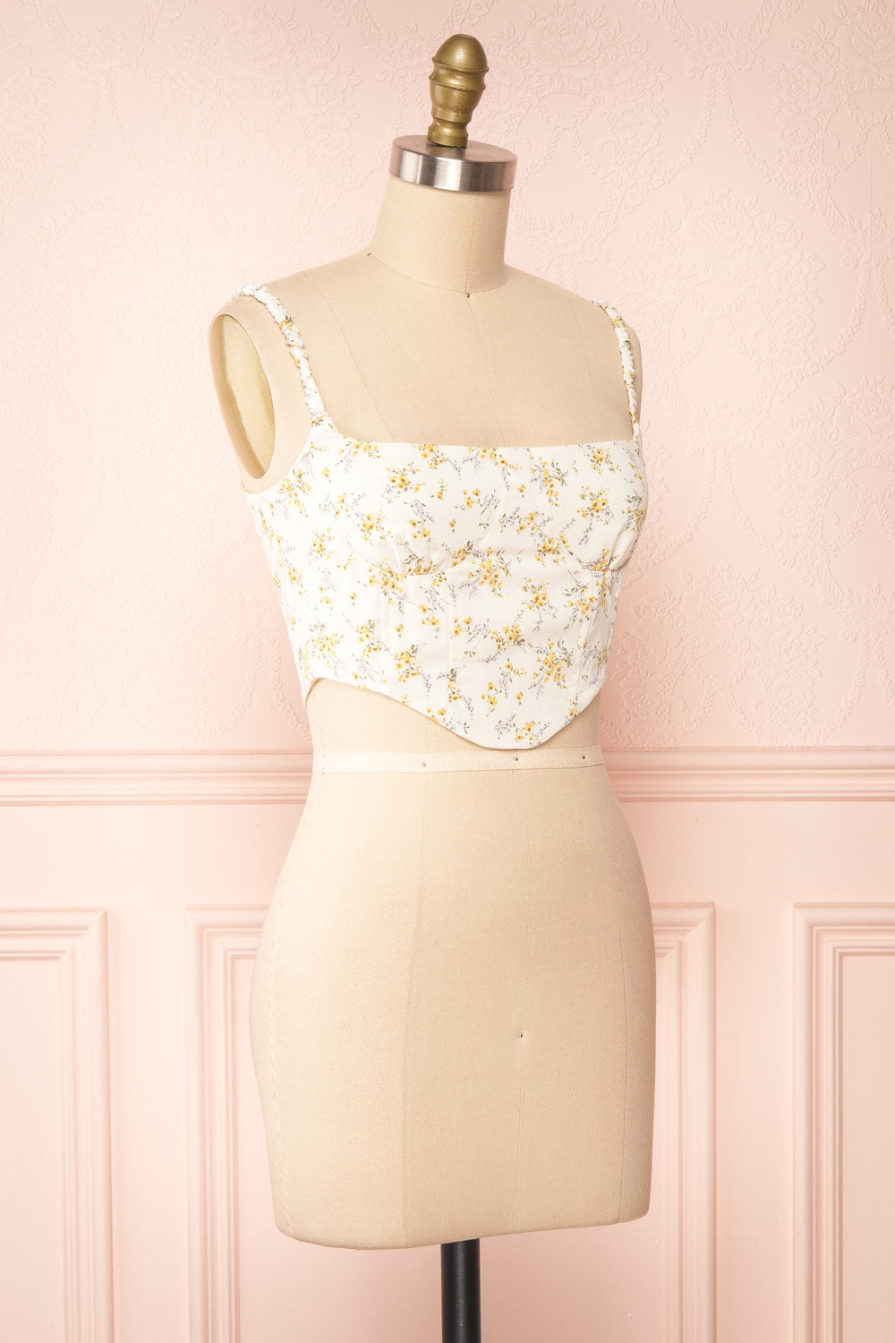 Cissiae Ivory Floral Cropped Tank Top | Boutique 1861 side view