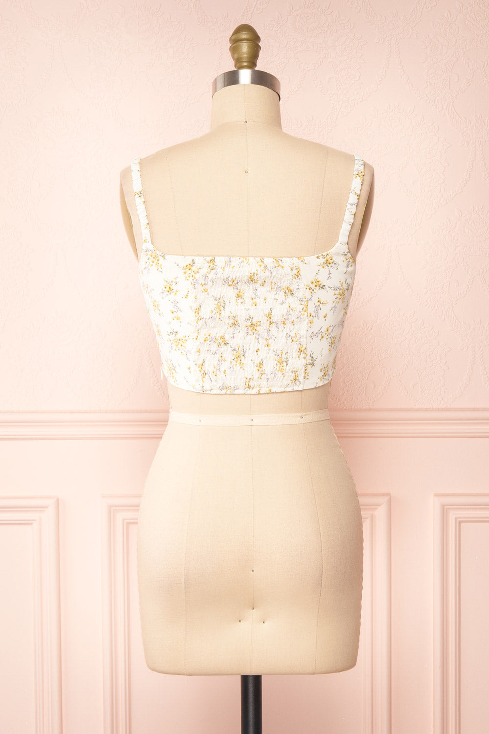 Cissiae Ivory Floral Cropped Tank Top | Boutique 1861 back view