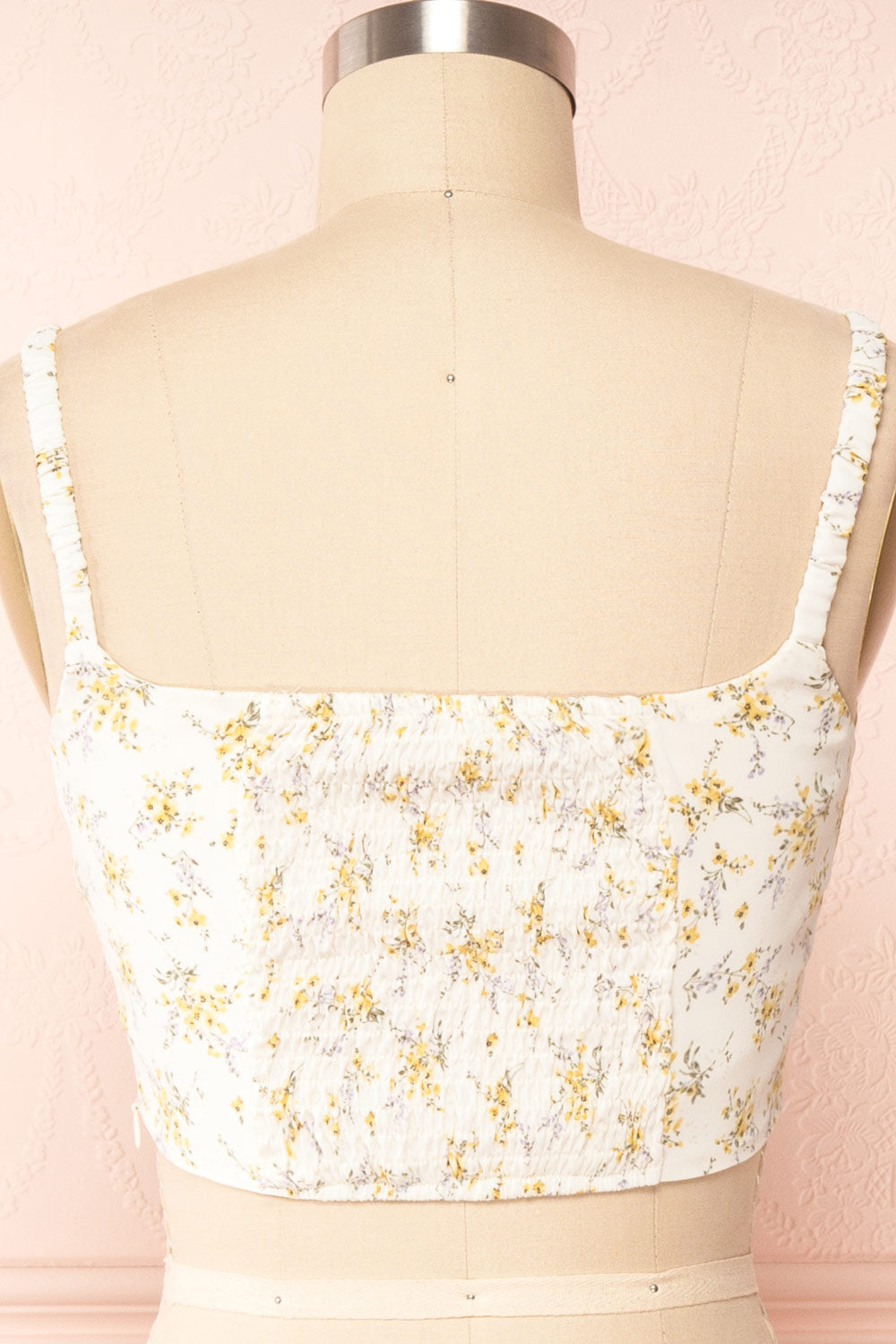 Cissiae Ivory Floral Cropped Tank Top | Boutique 1861 back close up