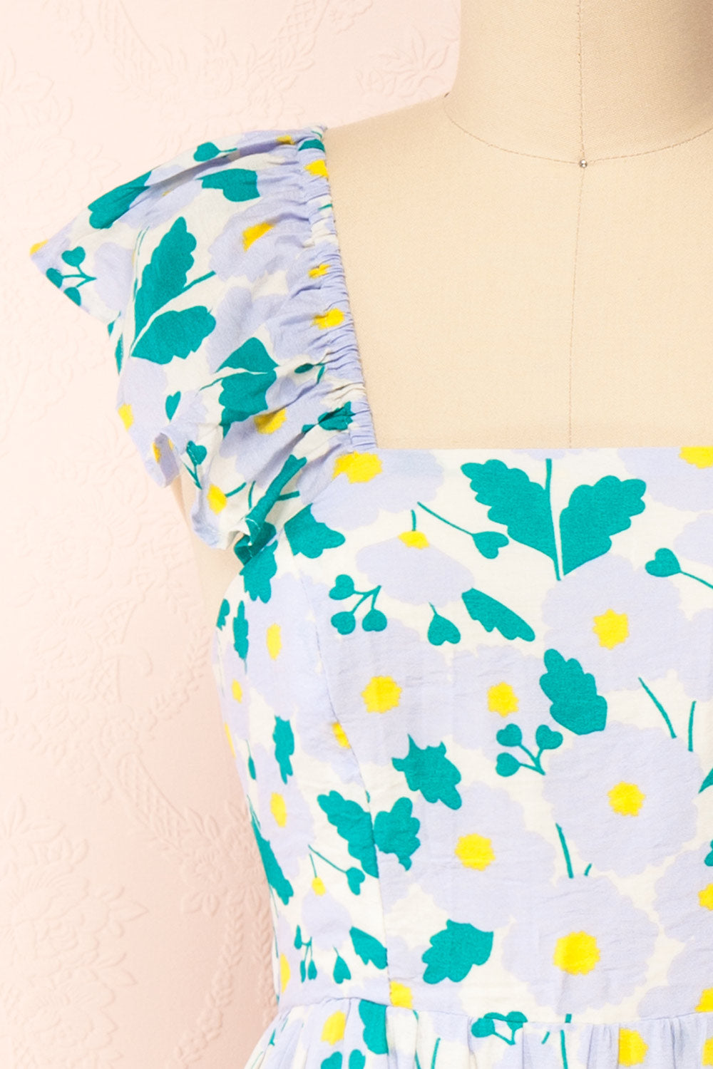 Clare Semi Open-Back Floral Midi Dress | Boutique 1861 front close-up