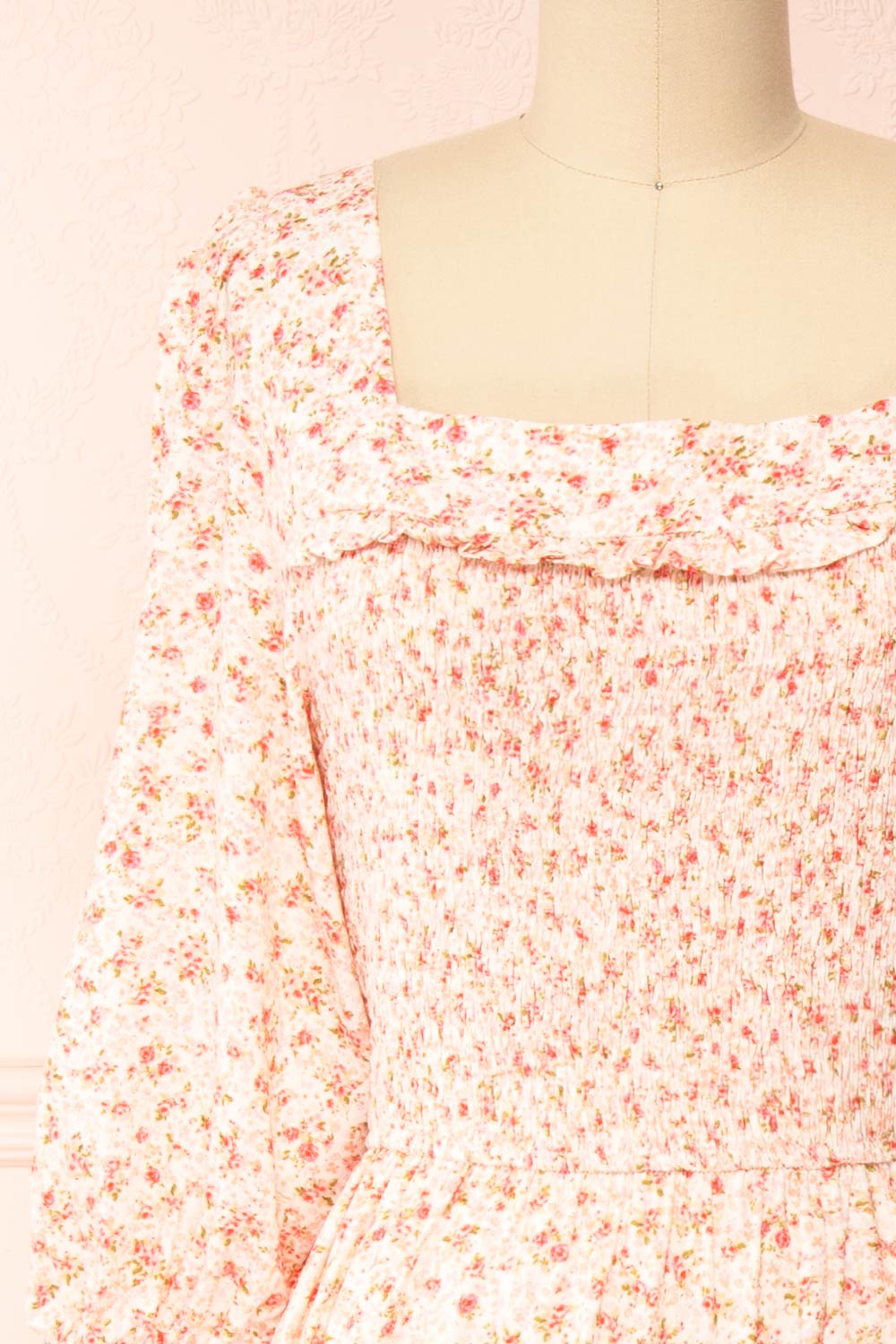Clarisse Tiered Floral Midi Dress | Boutique 1861 front close-up