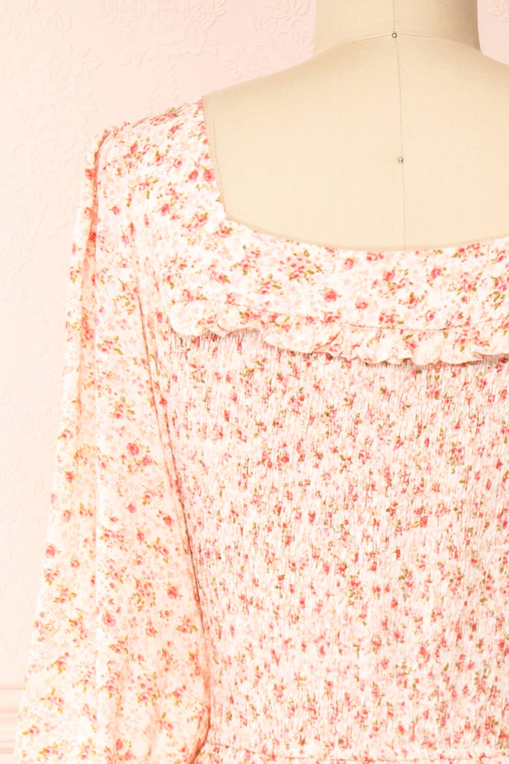 Clarisse Tiered Floral Midi Dress | Boutique 1861 back close-up