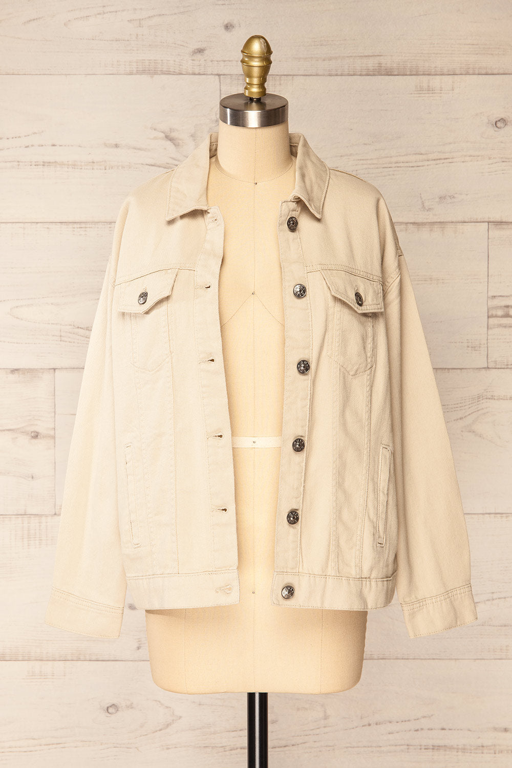Cleveland Beige Oversized Denim Jacket | La petite garçonne open view