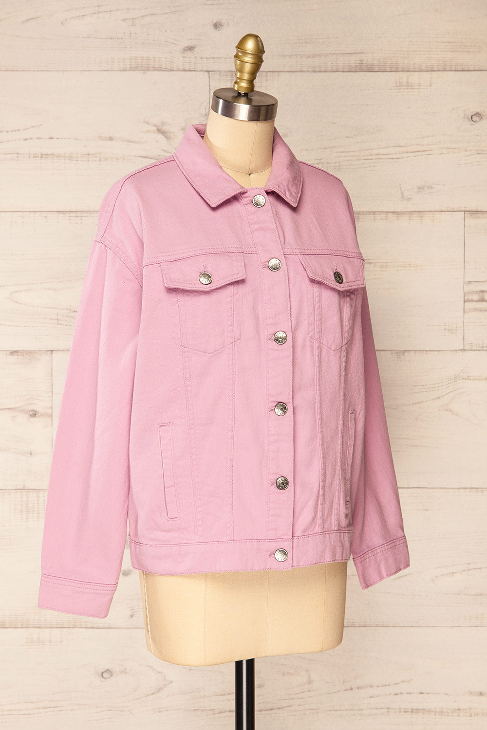 Cleveland Mauve Oversized Denim Jacket | La petite garçonne side view