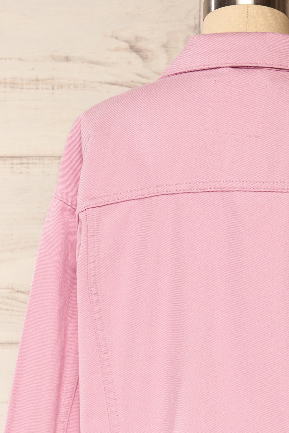 Cleveland Mauve Oversized Denim Jacket | La petite garçonne back close-up