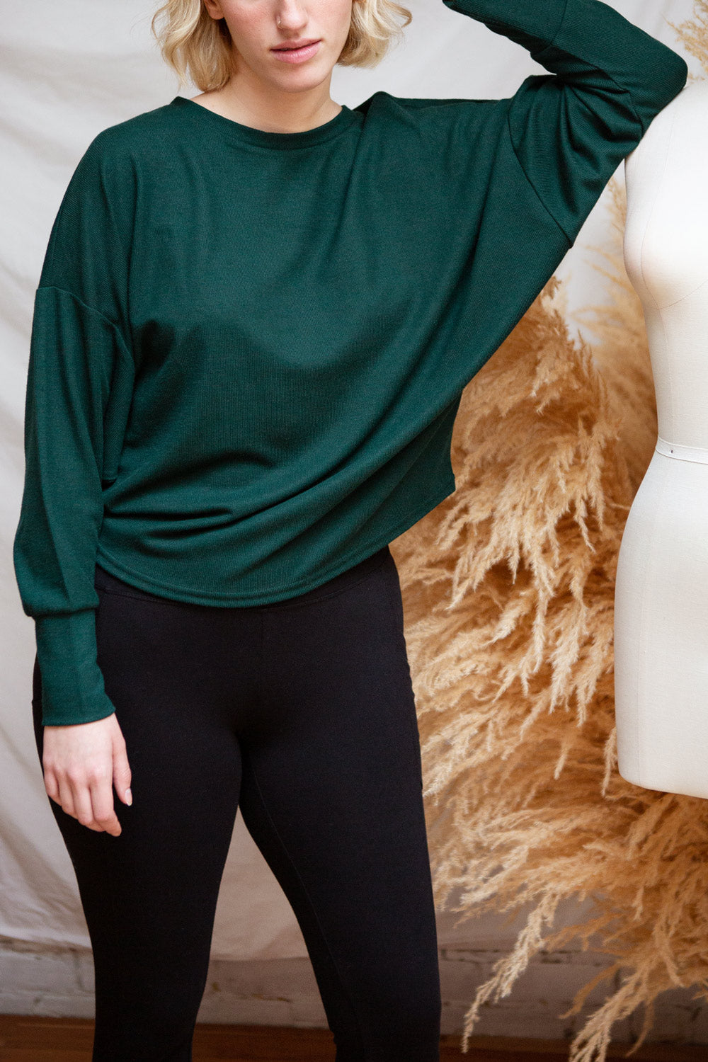 Coek Cream Sparkly Long Sleeve Top | La petite garçonne model