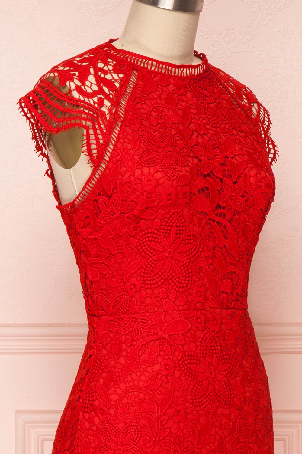 Colihaut Red Lace Fitted Cocktail Dress | Boutique 1861