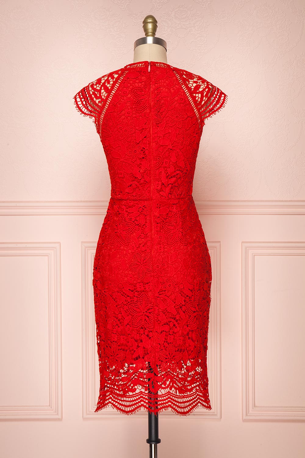 Colihaut Red Lace Fitted Cocktail Dress | Boutique 1861