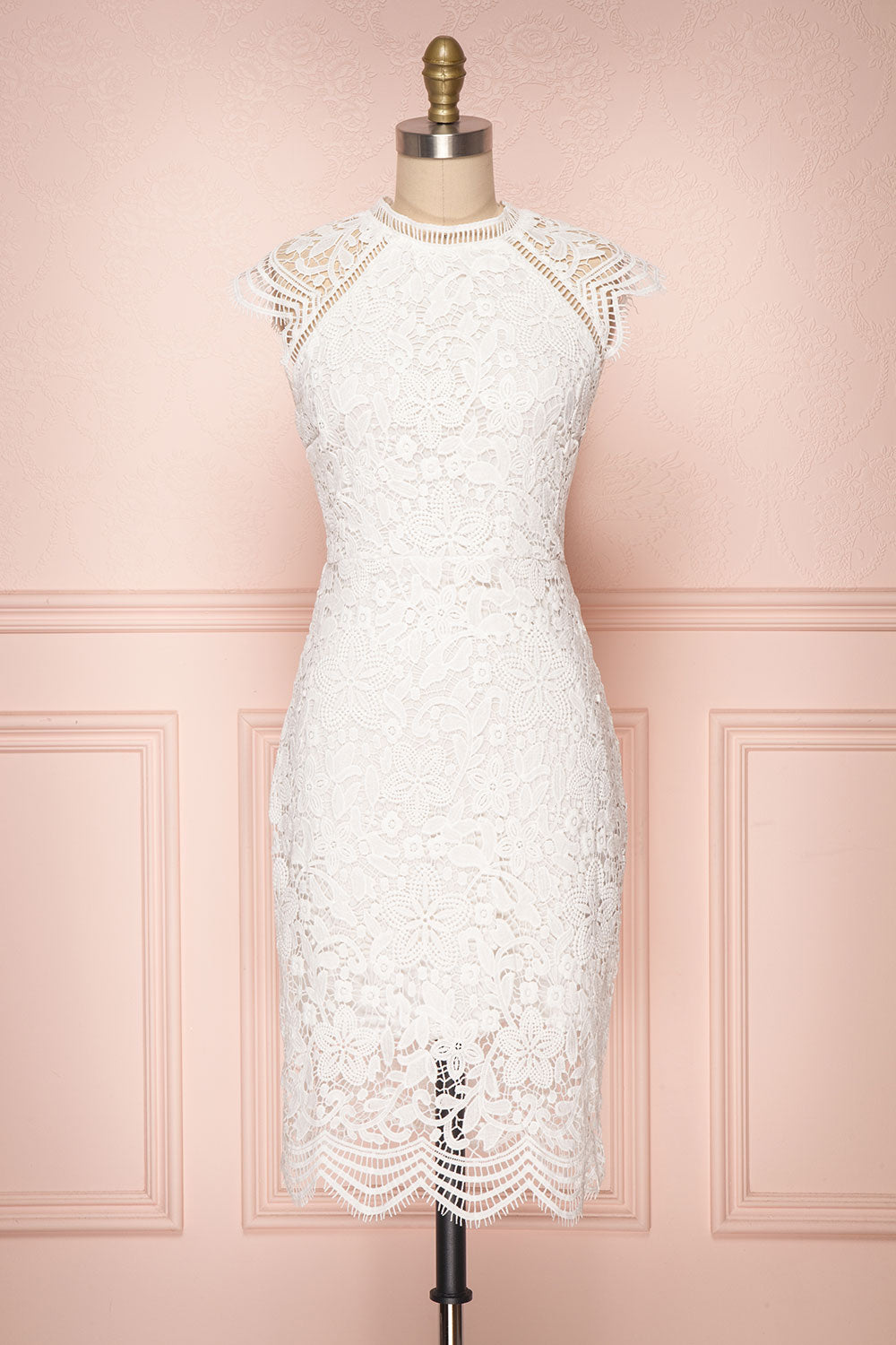 Colihaut White Lace Fitted Cocktail Dress | Boutique 1861