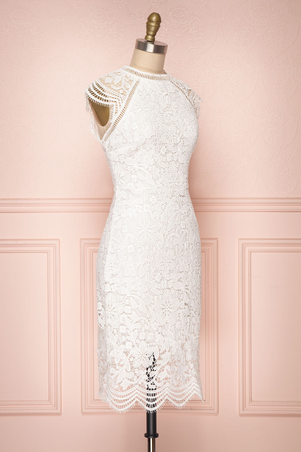 Colihaut White Lace Fitted Cocktail Dress | Boutique 1861