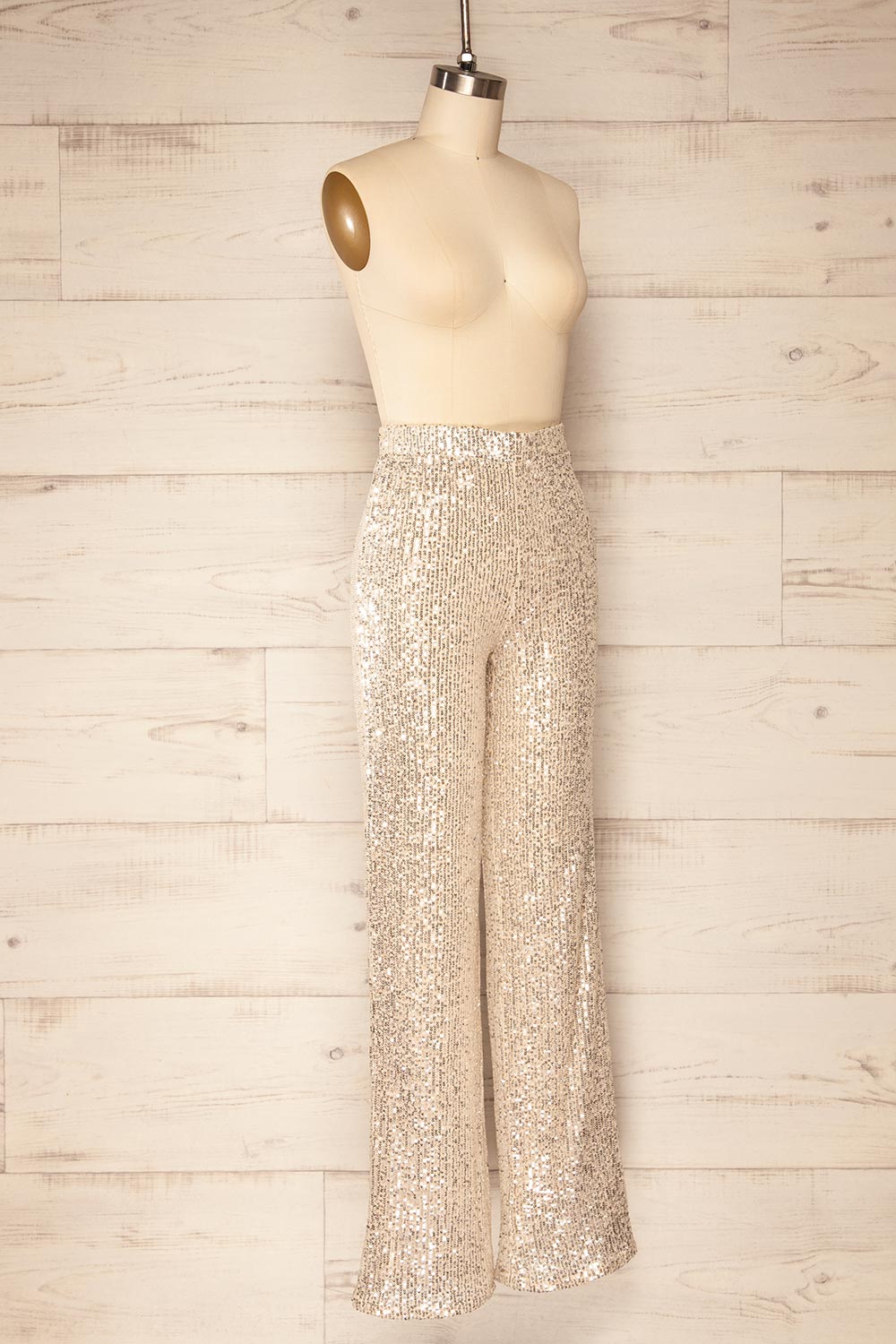 Coloma Silver Wide-Leg Sequin Pants | La petite garçonne side view