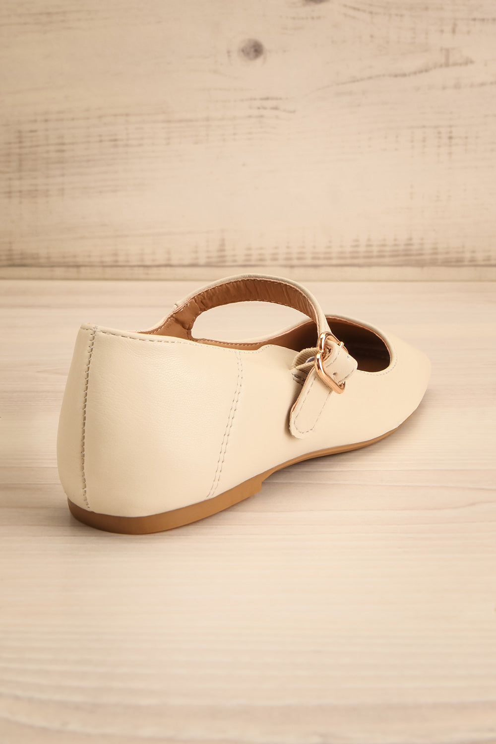 Coma Beige Square Toe Mary-Jane Flats | La petite garçonne back view