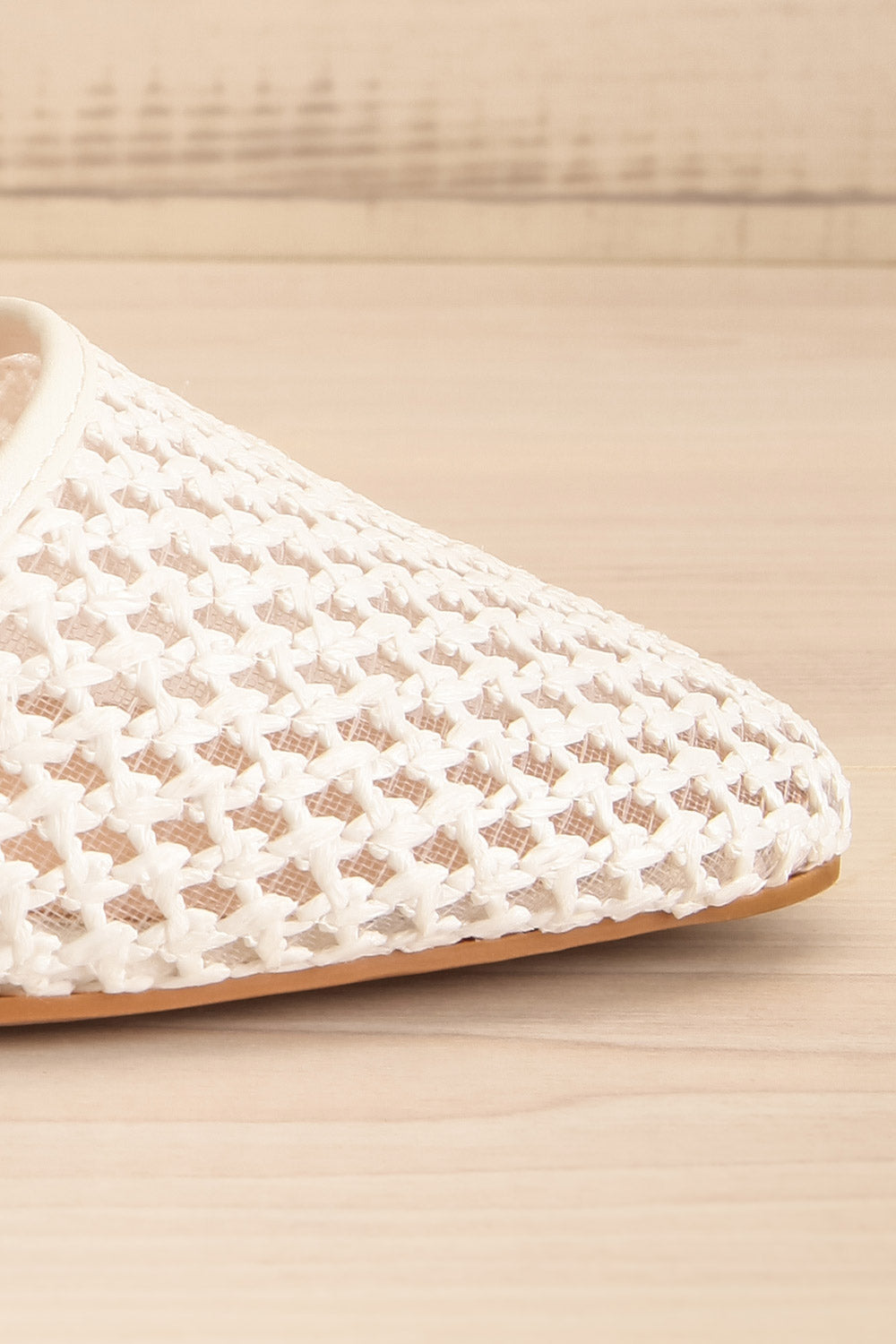 Complector White Sling-Back Shoes | La petite garçonne side front close-up