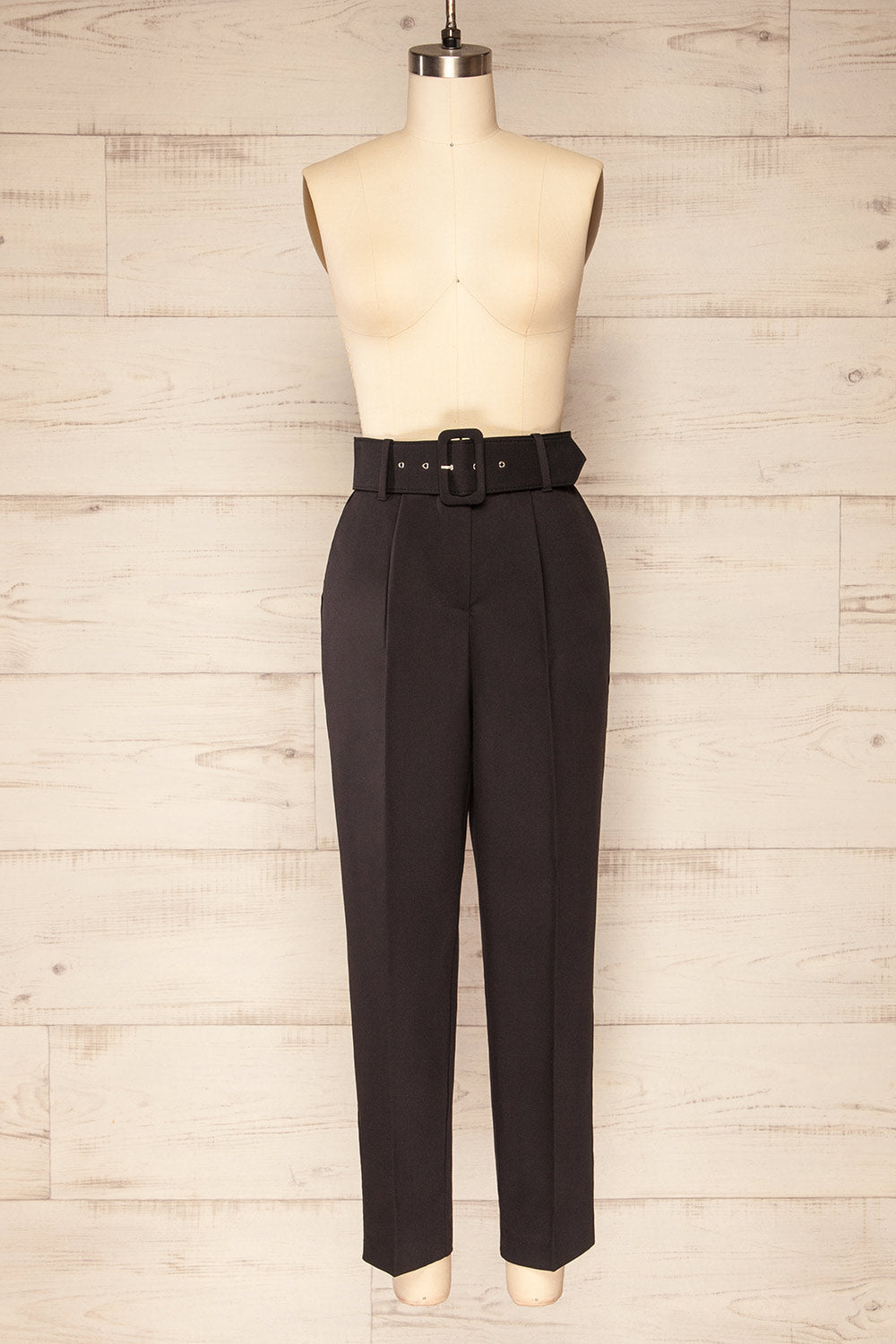 Compostelle Black High-Waisted Pants | La petite garçonne front view