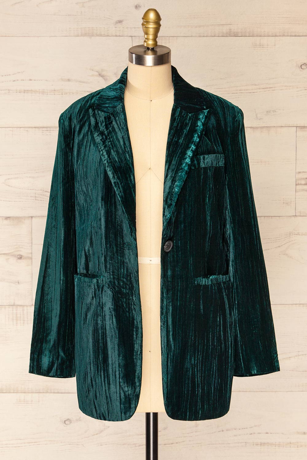 Cordoue Green Velvet Blazer | La petite garçonne open view