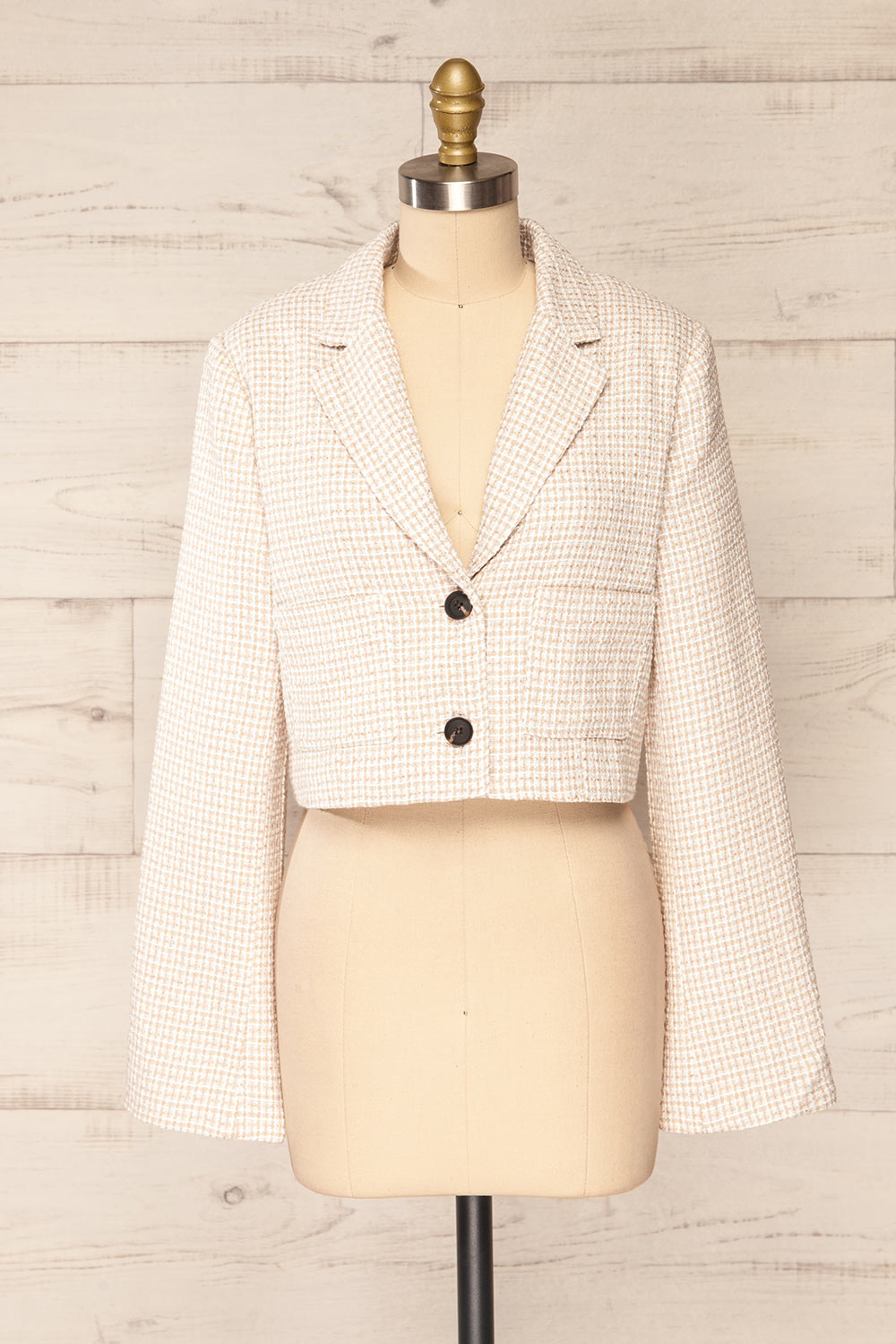 Cornino Cropped Tweed Blazer | La petite garçonne front view