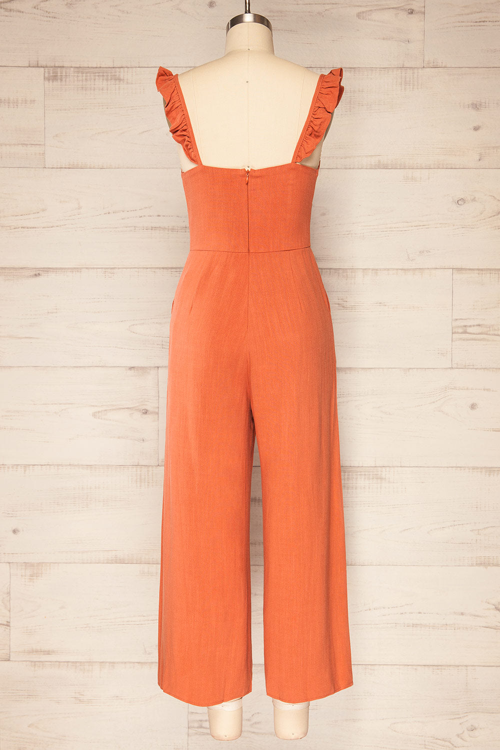 Crocevie Orange Jumpsuit with V-neckline | La petite garçonne back view
