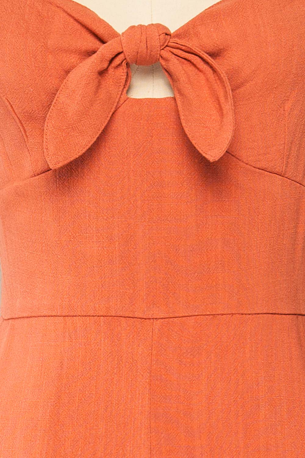 Crocevie Orange Jumpsuit with V-neckline | La petite garçonne fabric