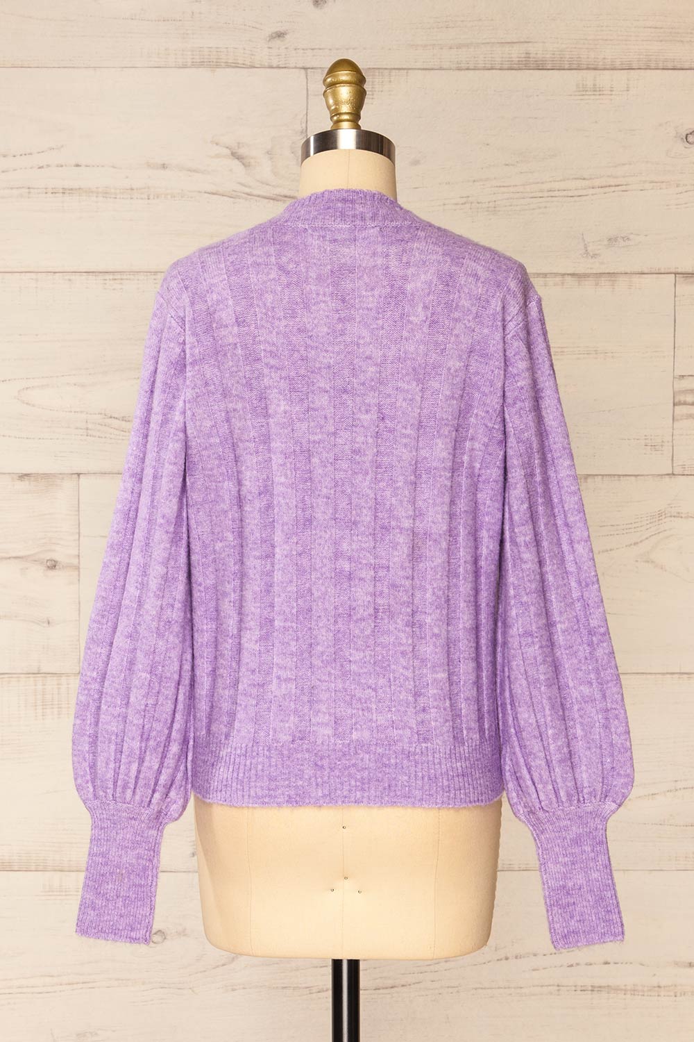 Cuenca Lilac Ribbed Mock Neck Knit Top | La petite garçonne back view