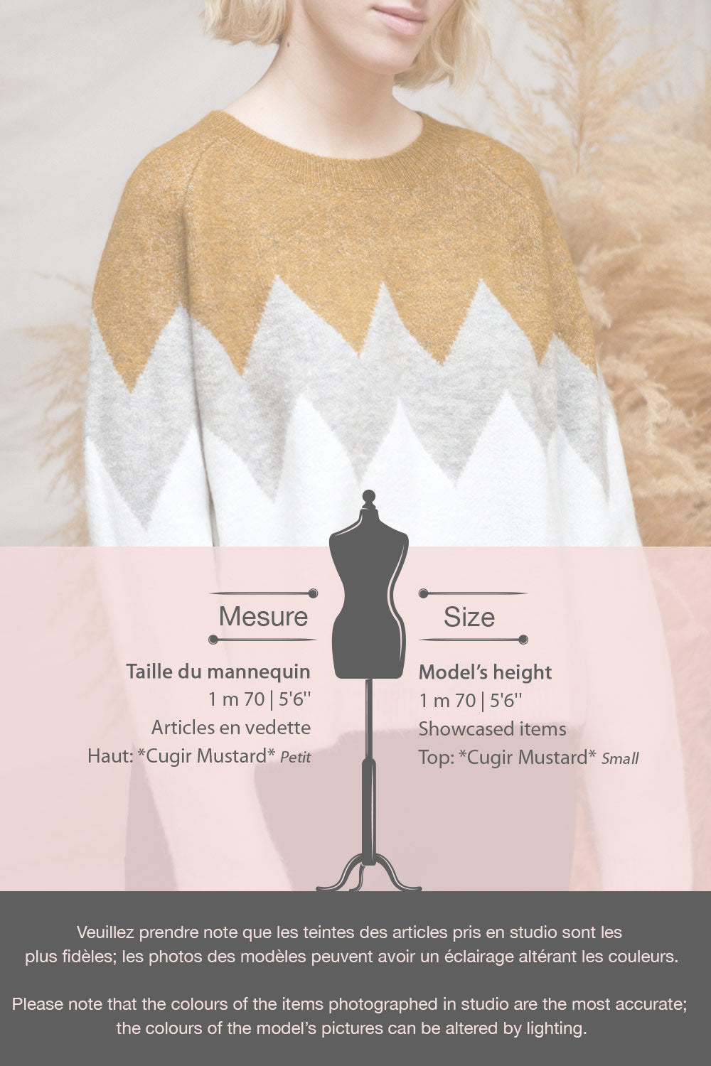 Cugir Mustard Patterned Knit Sweater | La petite garçonne fiche