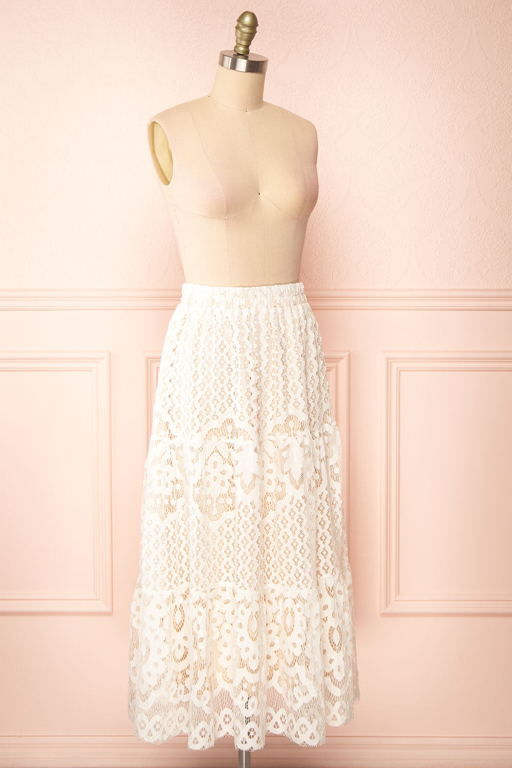 Culla | Lace Ivory Midi Skirt