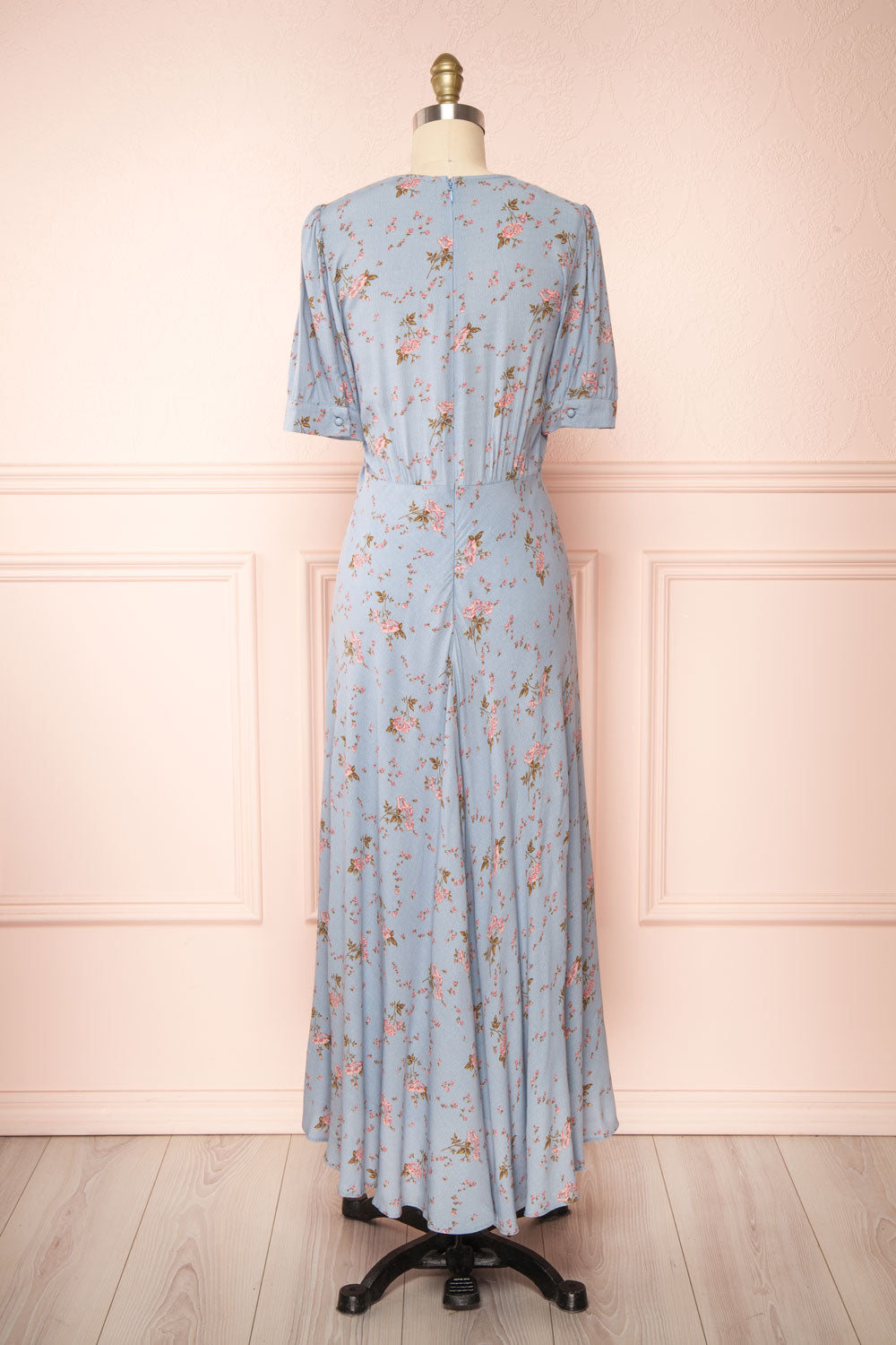 Cynthia Floral Button-Up V-Neck Midi Dress | Boutique 1861 back view