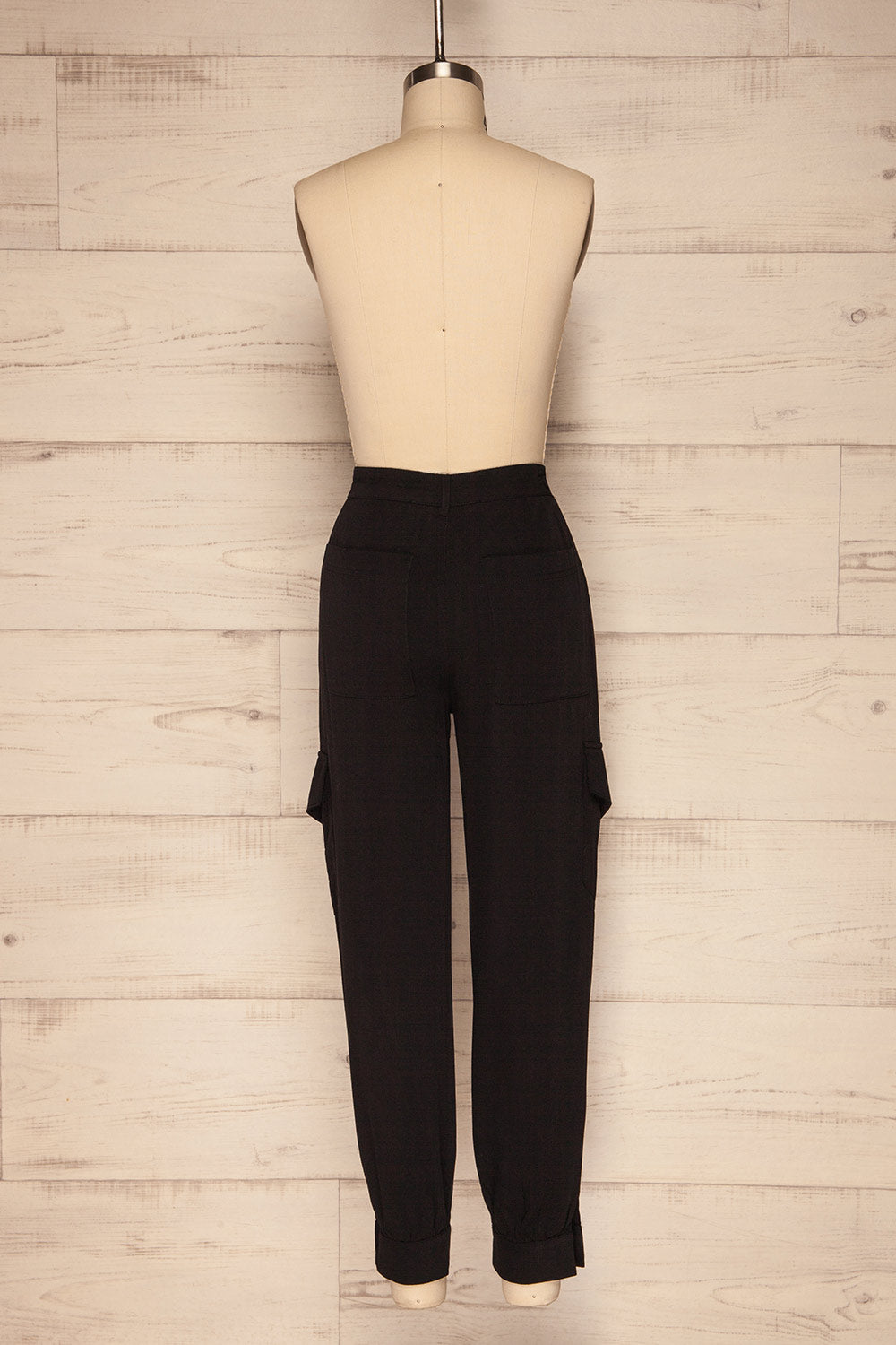 Czelads Black Cargo Pants back view | La Petite Garçonne