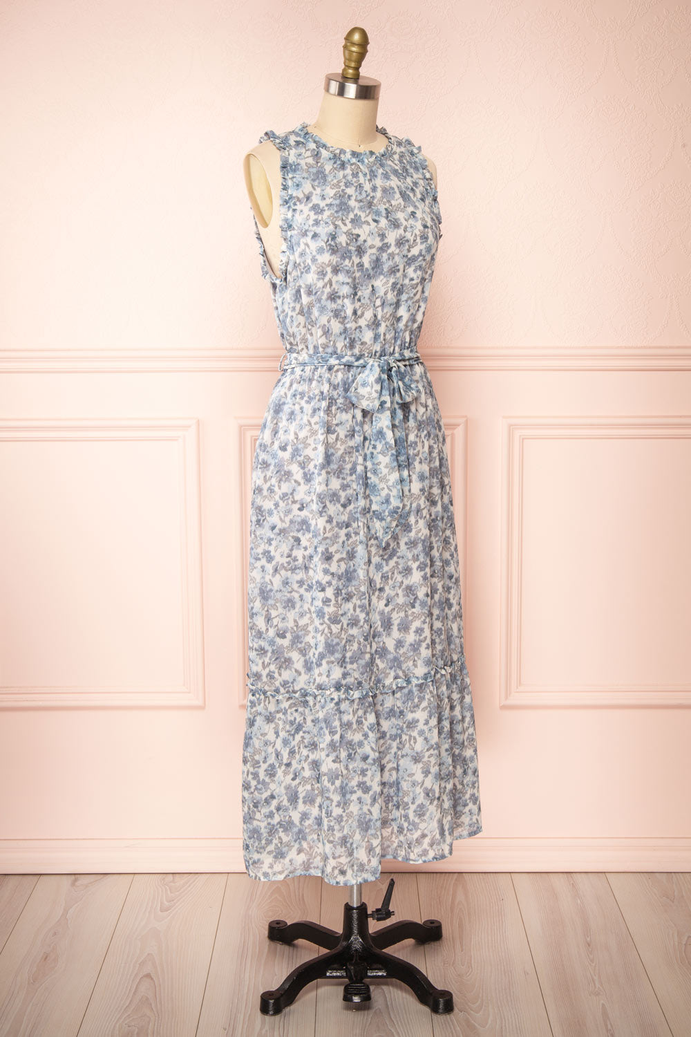 Danielsness Floral Midi Dress w/ Ruffles | Boutique 1861 side view