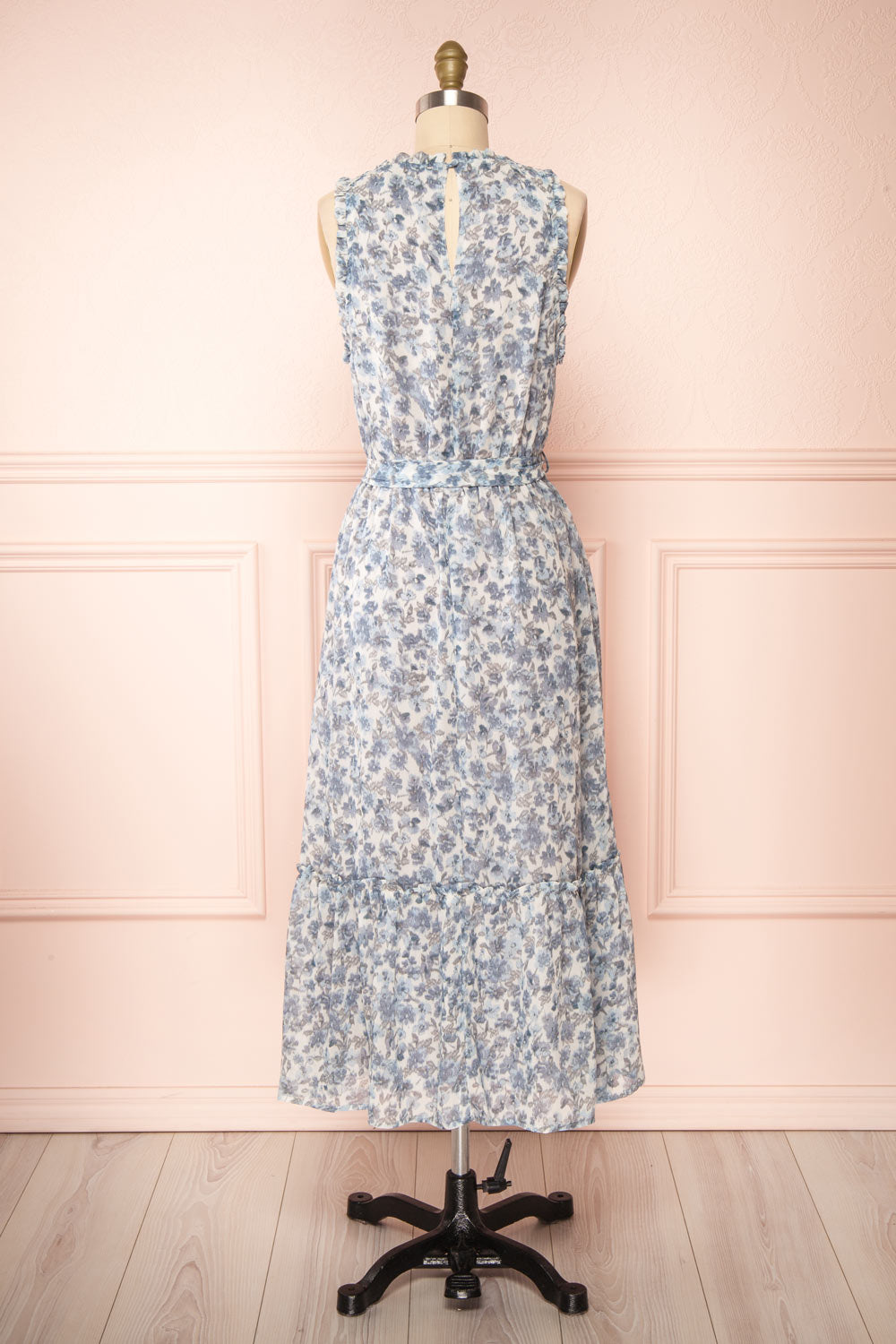 Danielsness Floral Midi Dress w/ Ruffles | Boutique 1861back view
