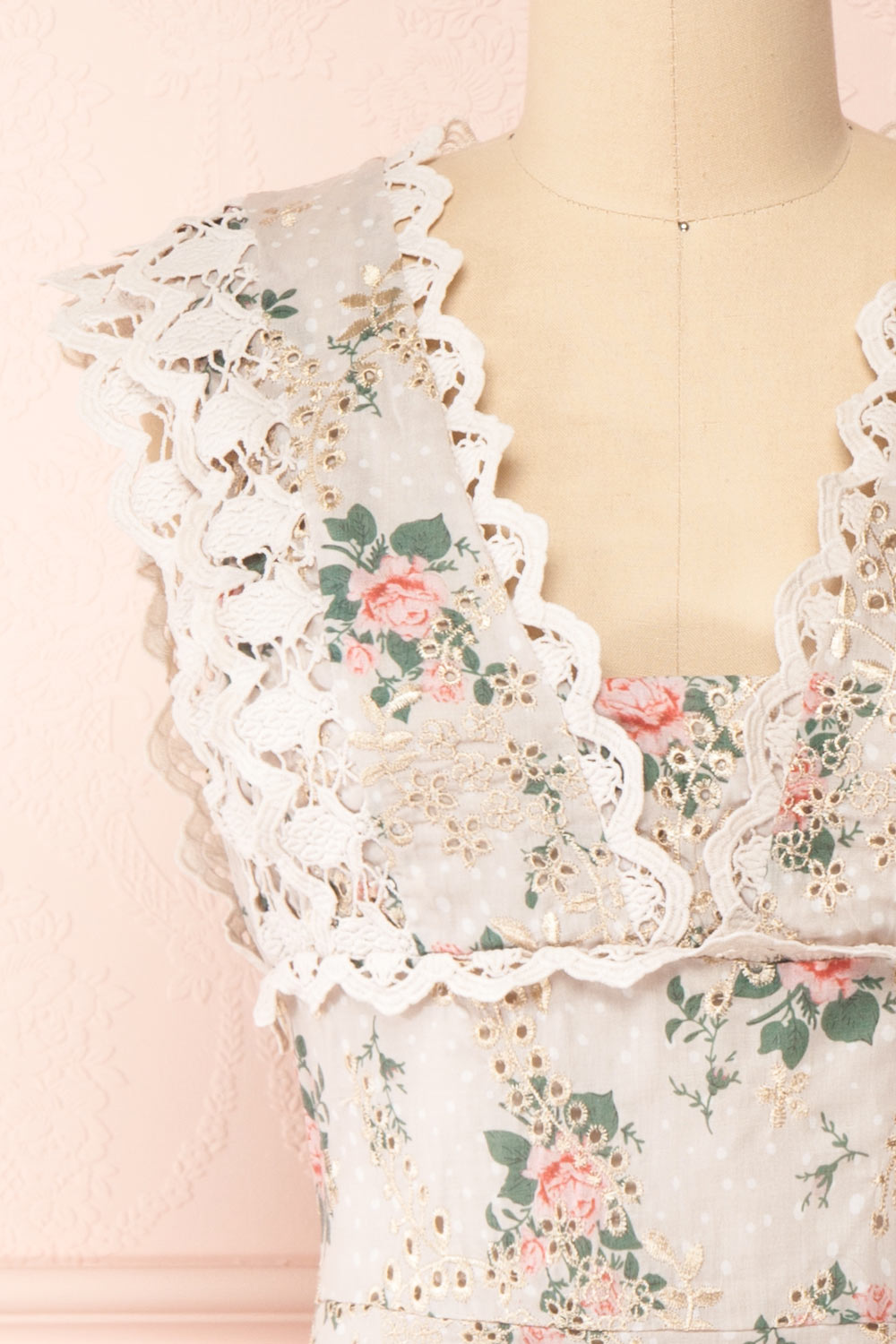 Daneel White Floral Sleeveless Layered Dress | Boutique 1861 front close-up