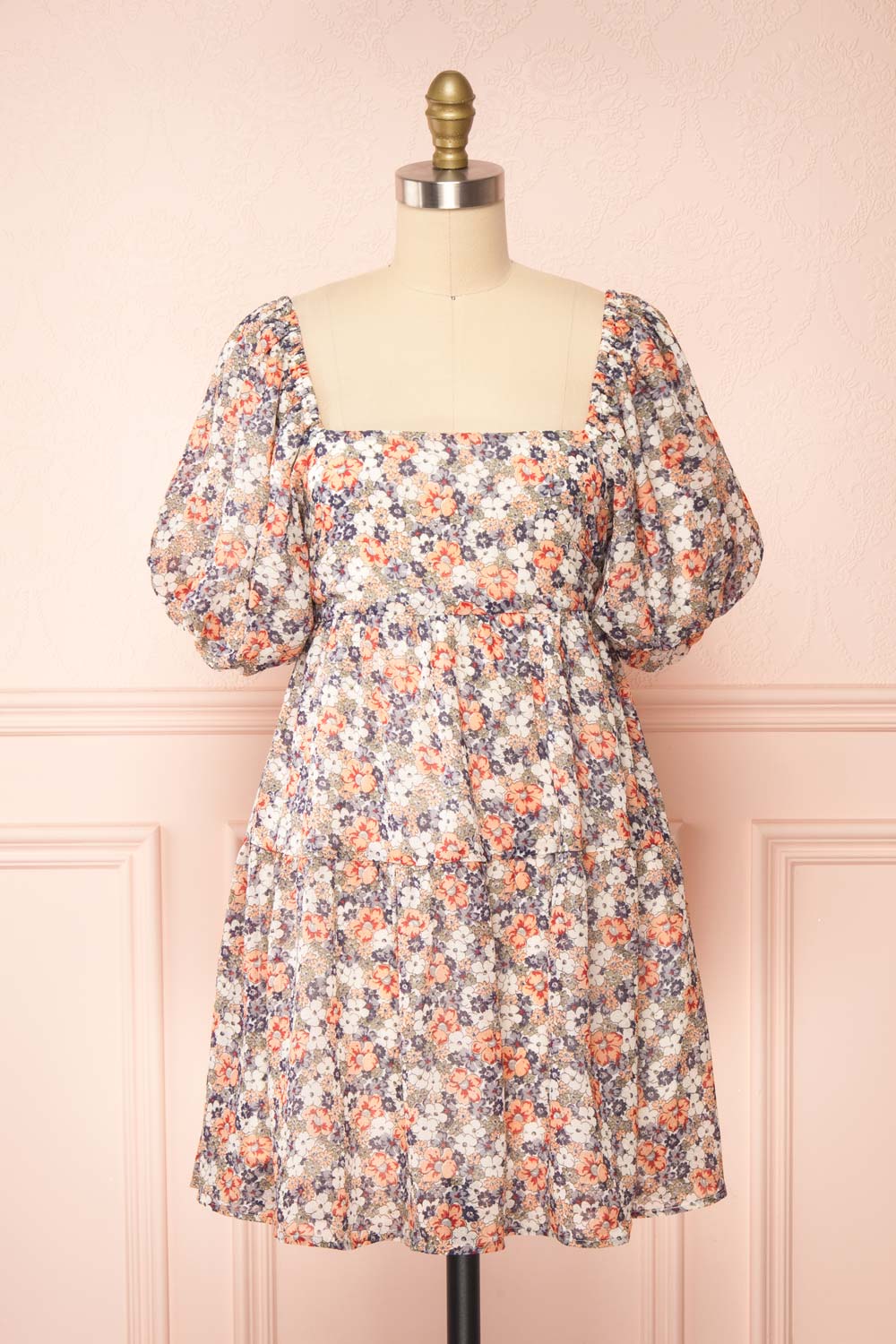 Daniela Balloon Sleeve Short Floral Dress | Boutique 1861 front view
