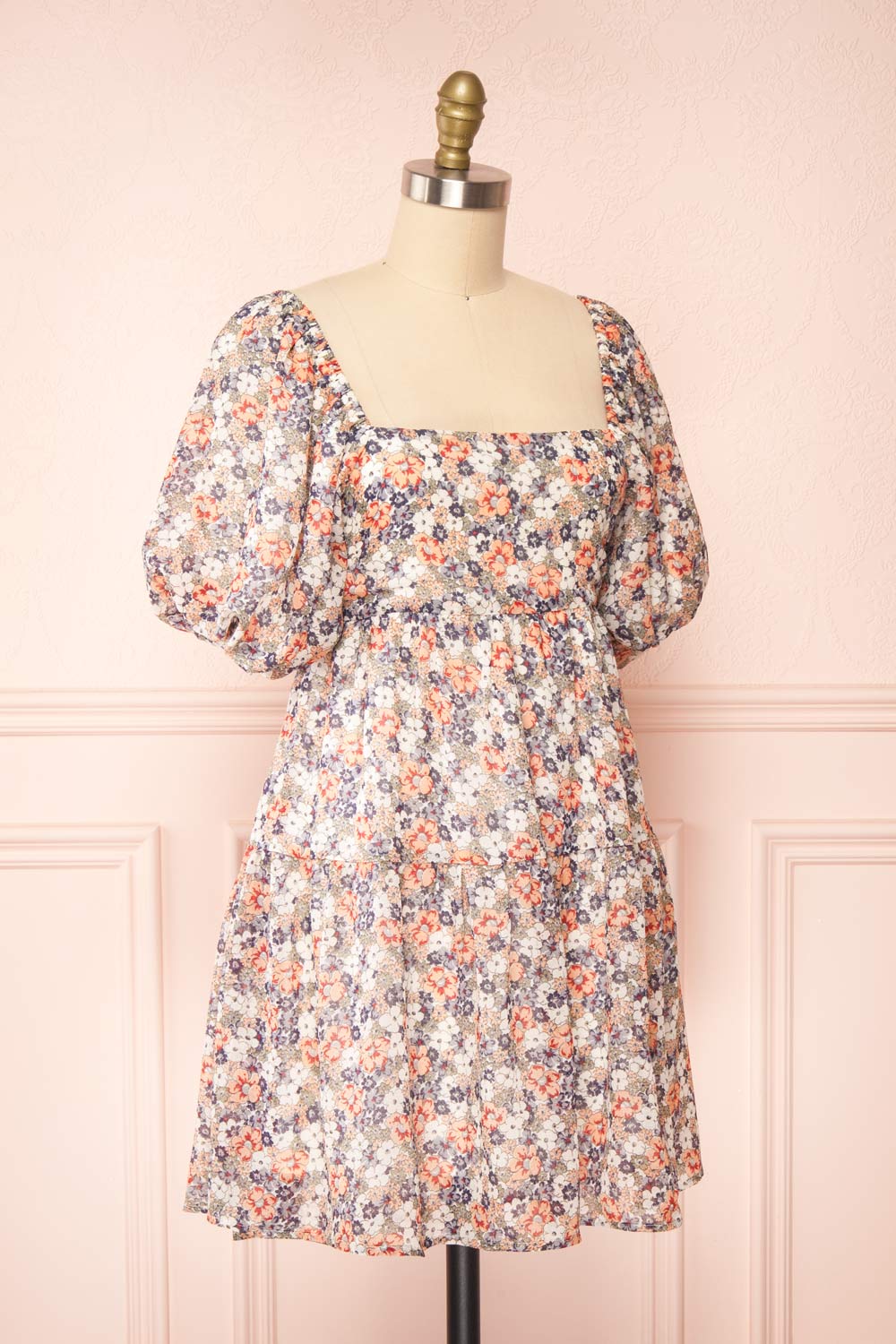 Daniela Balloon Sleeve Short Floral Dress | Boutique 1861 side view