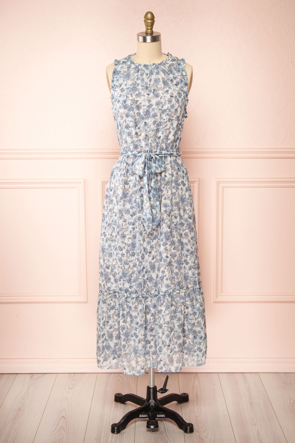 Danielsness Floral Midi Dress w/ Ruffles | Boutique 1861 front view
